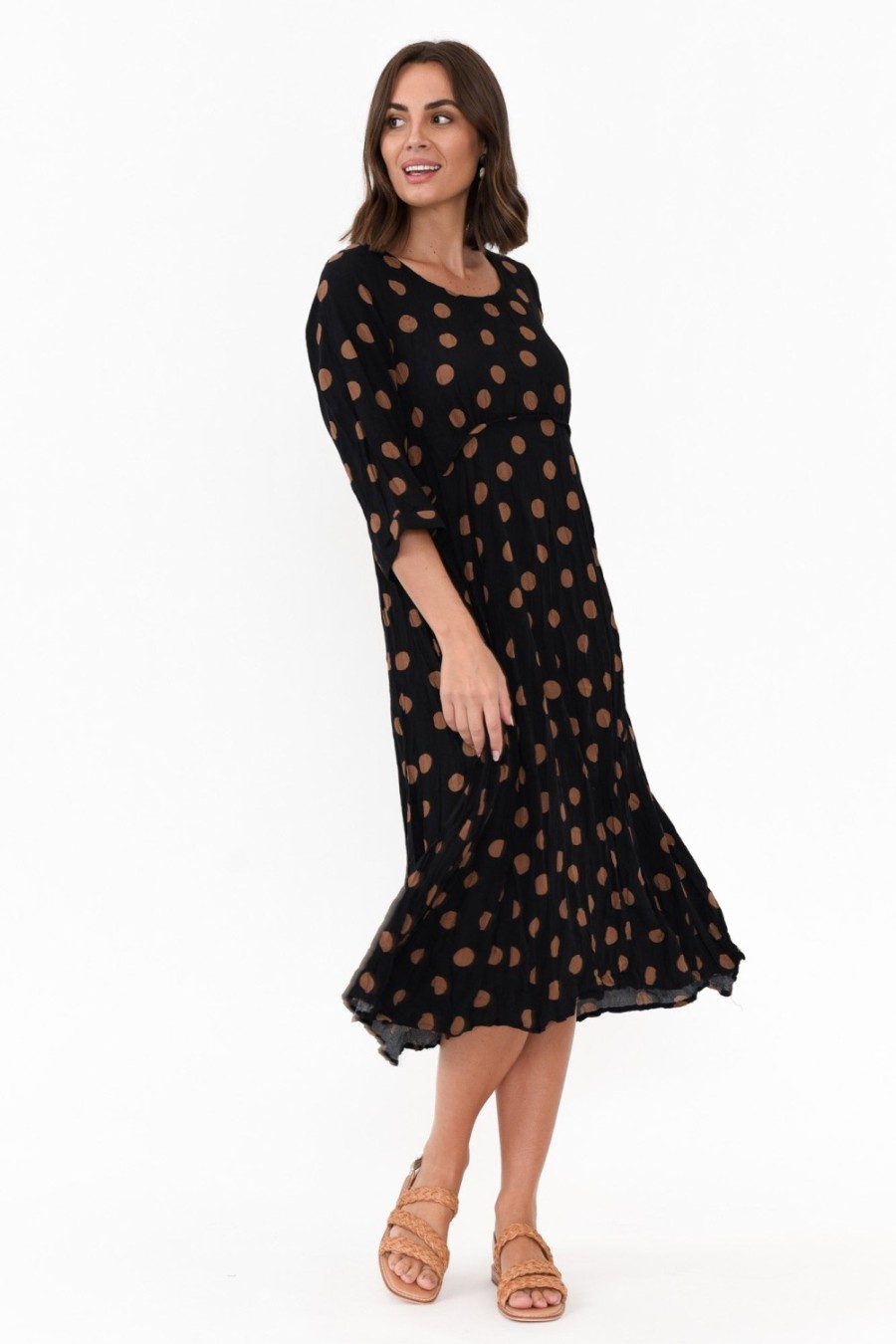 Clothing Willow Tree Below Knee Dresses | Soprano Black Spot Midi Dress