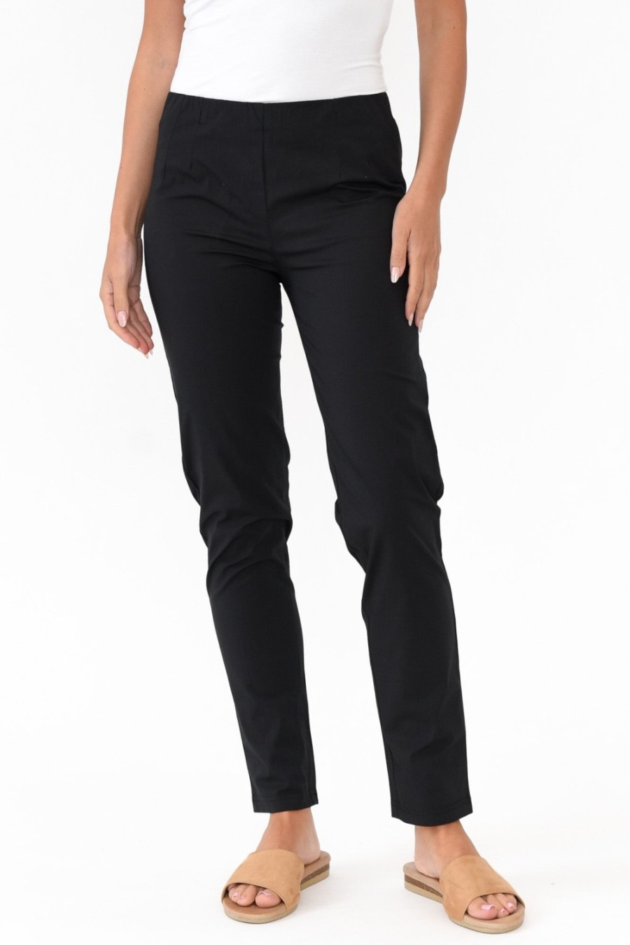 Clothing Orientique Pants | Devon Black Cotton Stretch Pant