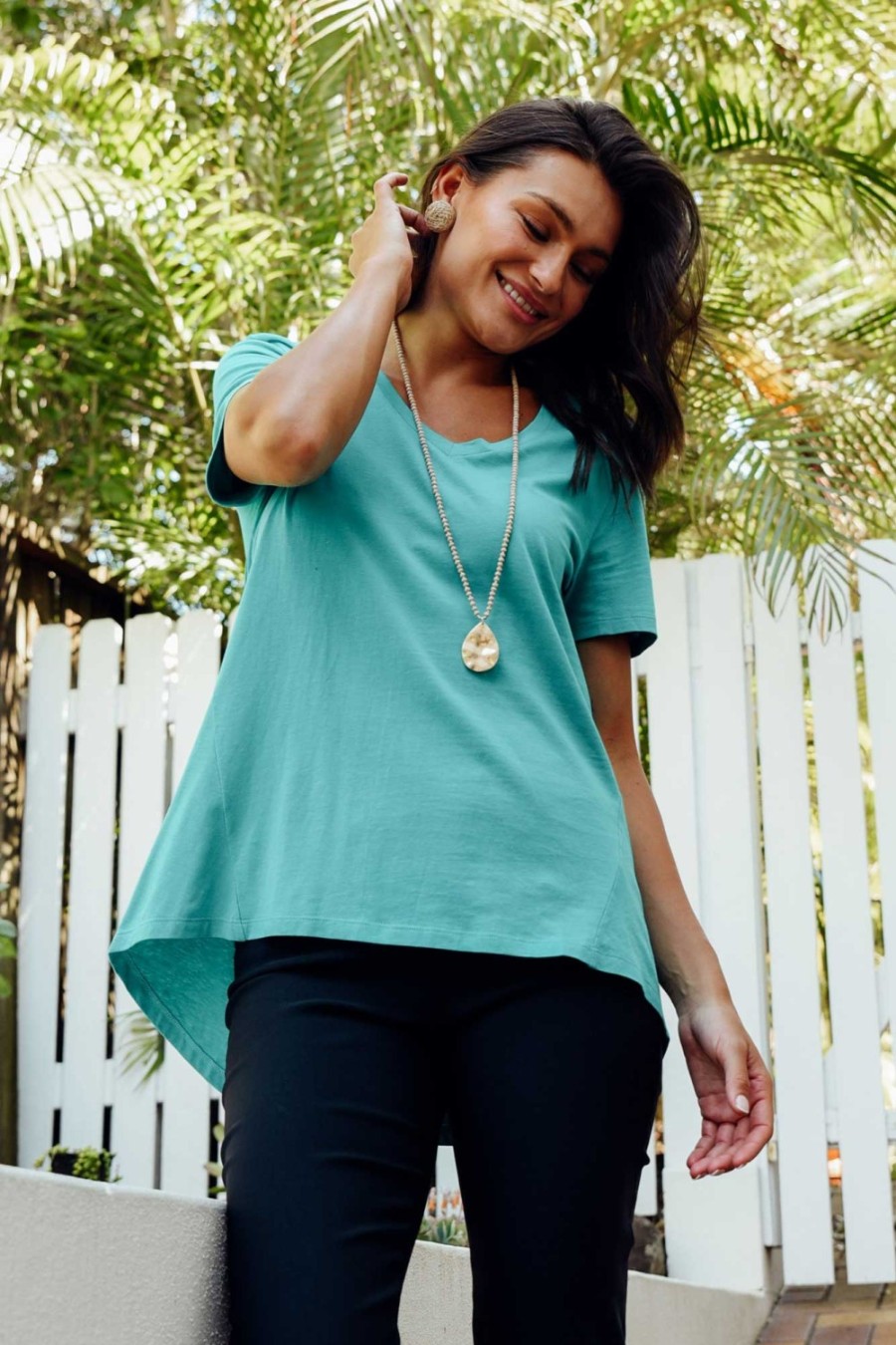 Clothing Betty Basics Cotton Tops | Luella Jade Green Cotton Tee