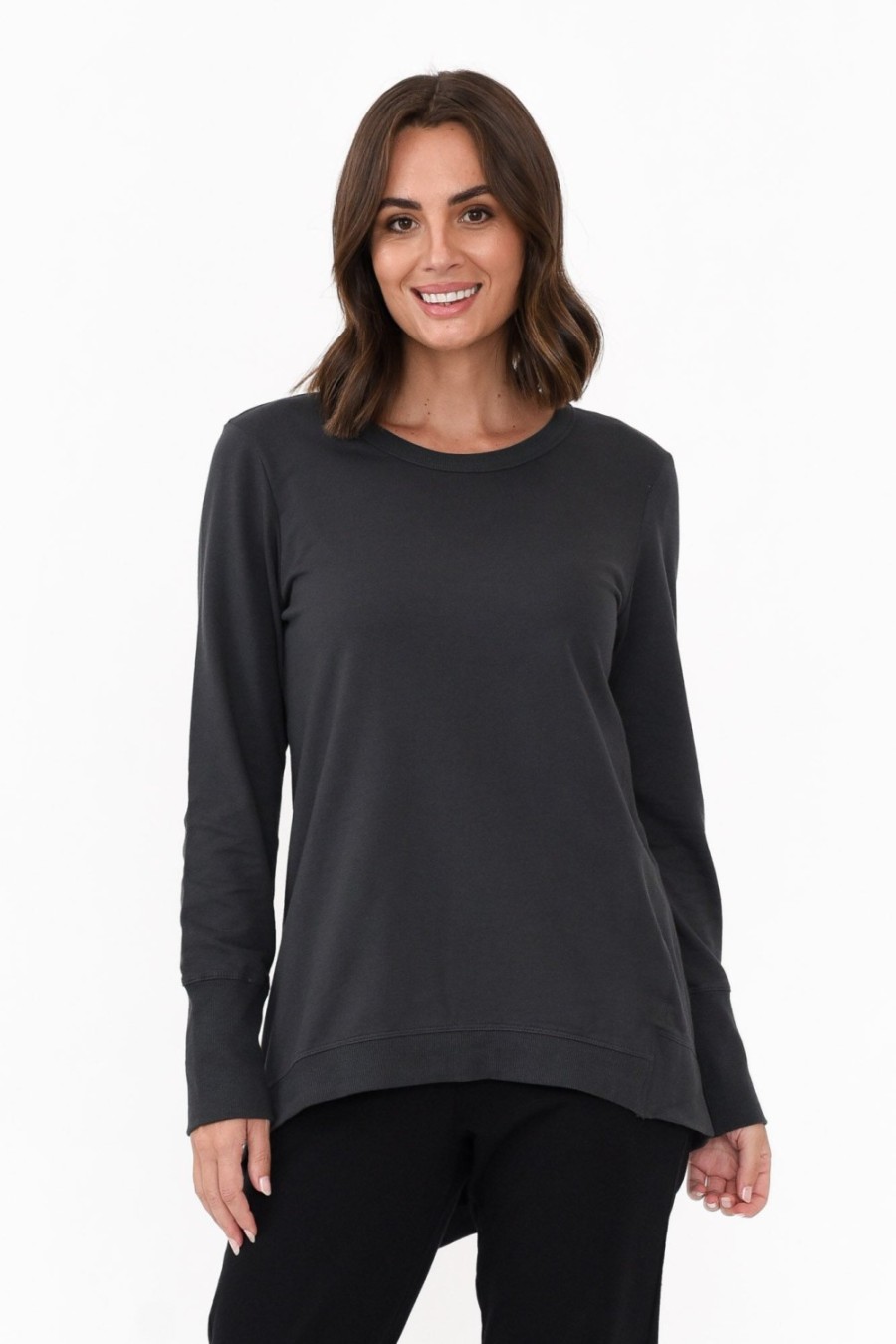 Clothing Betty Basics Jumpers | Dolly Charcoal Cotton Jumper