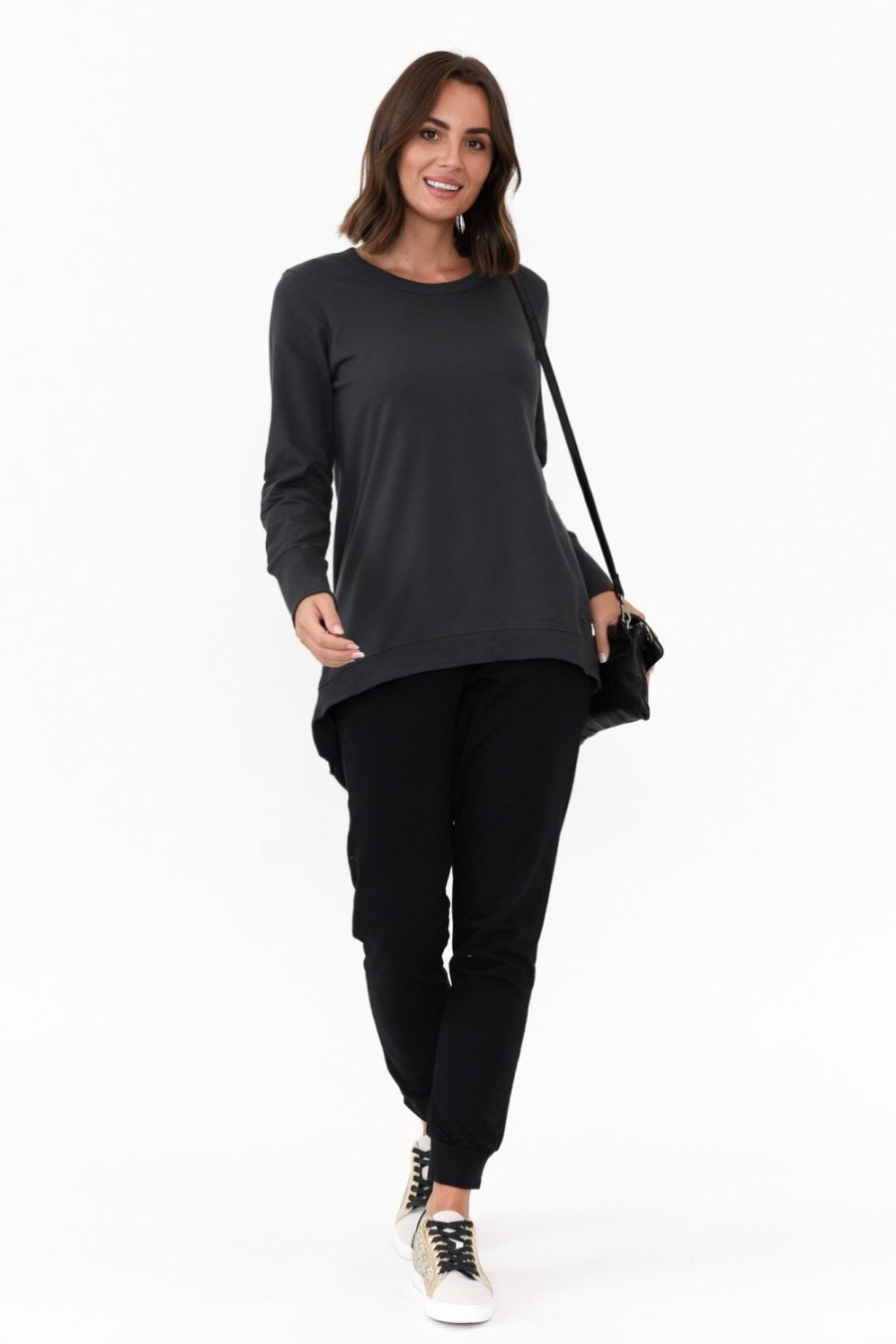 Clothing Betty Basics Jumpers | Dolly Charcoal Cotton Jumper