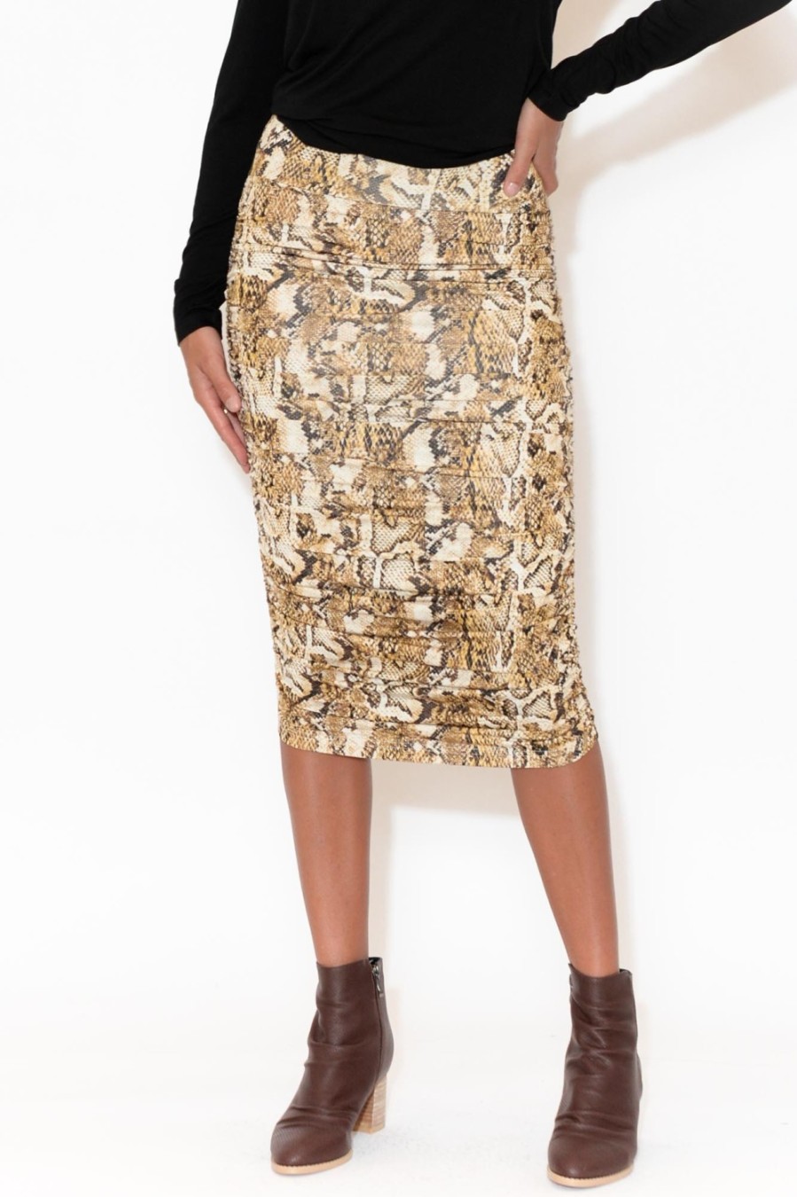 Clothing Lou Lou Skirts | Ross Animal Bamboo Ruched Skirt