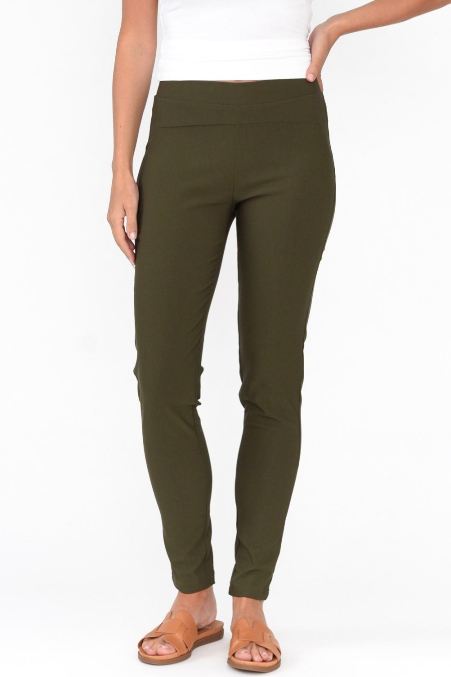 Clothing Tirelli Pants | Olympia Khaki Straight Pant