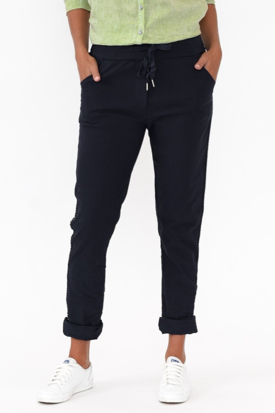 Clothing La Strada Pants | Noreen Navy Drawstring Pants