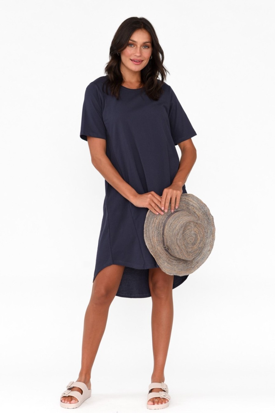 Clothing Betty Basics Cotton Dresses | Nyree Navy Hi Lo Cotton Dress