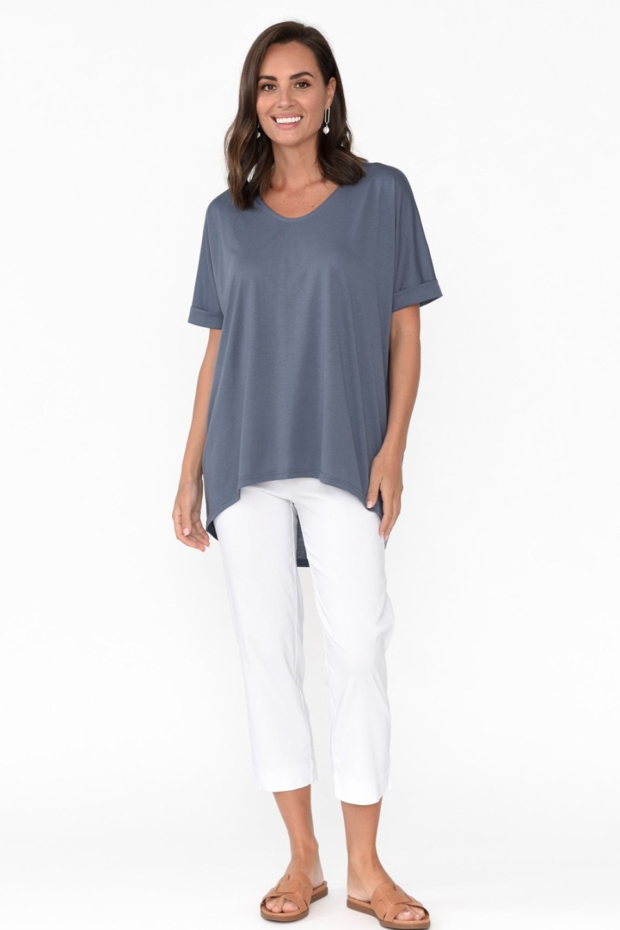 Clothing Tirelli Cotton Tops | Emiko Steel Drape Cotton Top