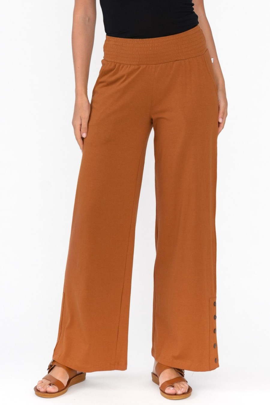 Clothing One Ten Willow Pants | Angelica Rust Cotton Shirred Pant