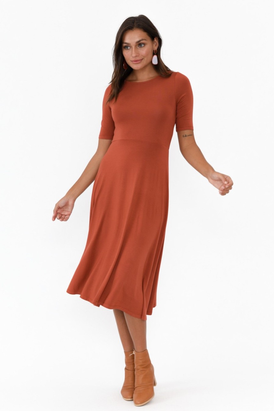 Clothing Bamboo Body Bamboo Dresses | Harmony Rust Bamboo Dress