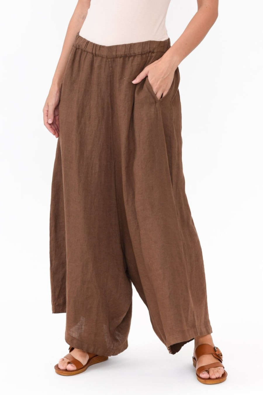 Clothing Montaigne Pants | Quincy Brown Linen Wide Leg Pant