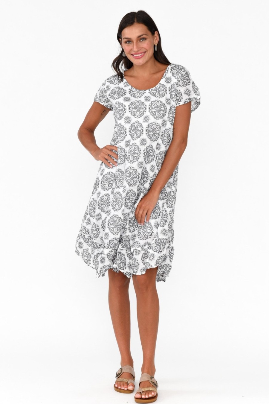 Clothing Namastai Cotton Dresses | Lauren Grey Fiesta Crinkle Cotton Dress