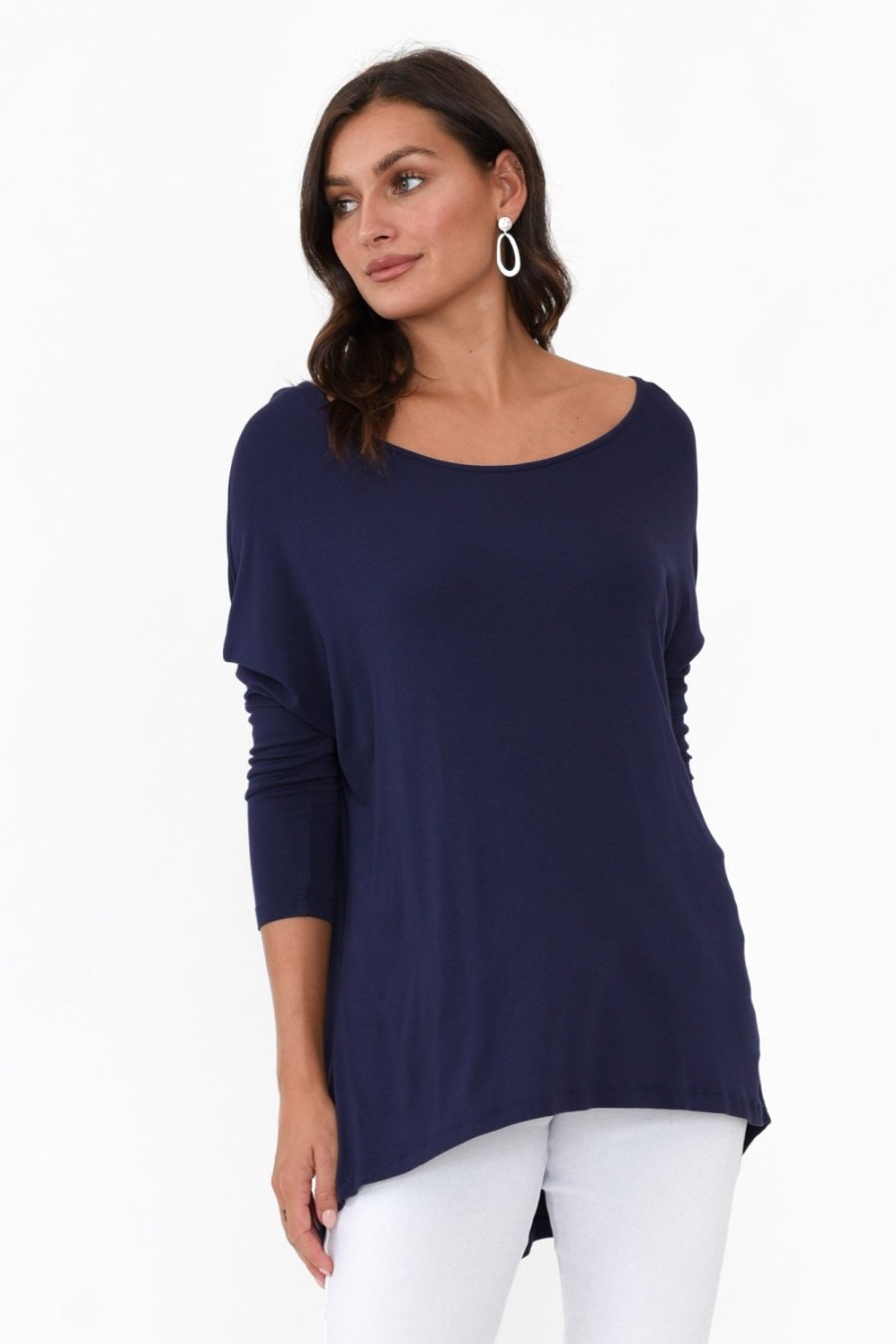 Clothing Betty Basics Sleeved Tops | Navy Milan 3/4 Sleeve Top