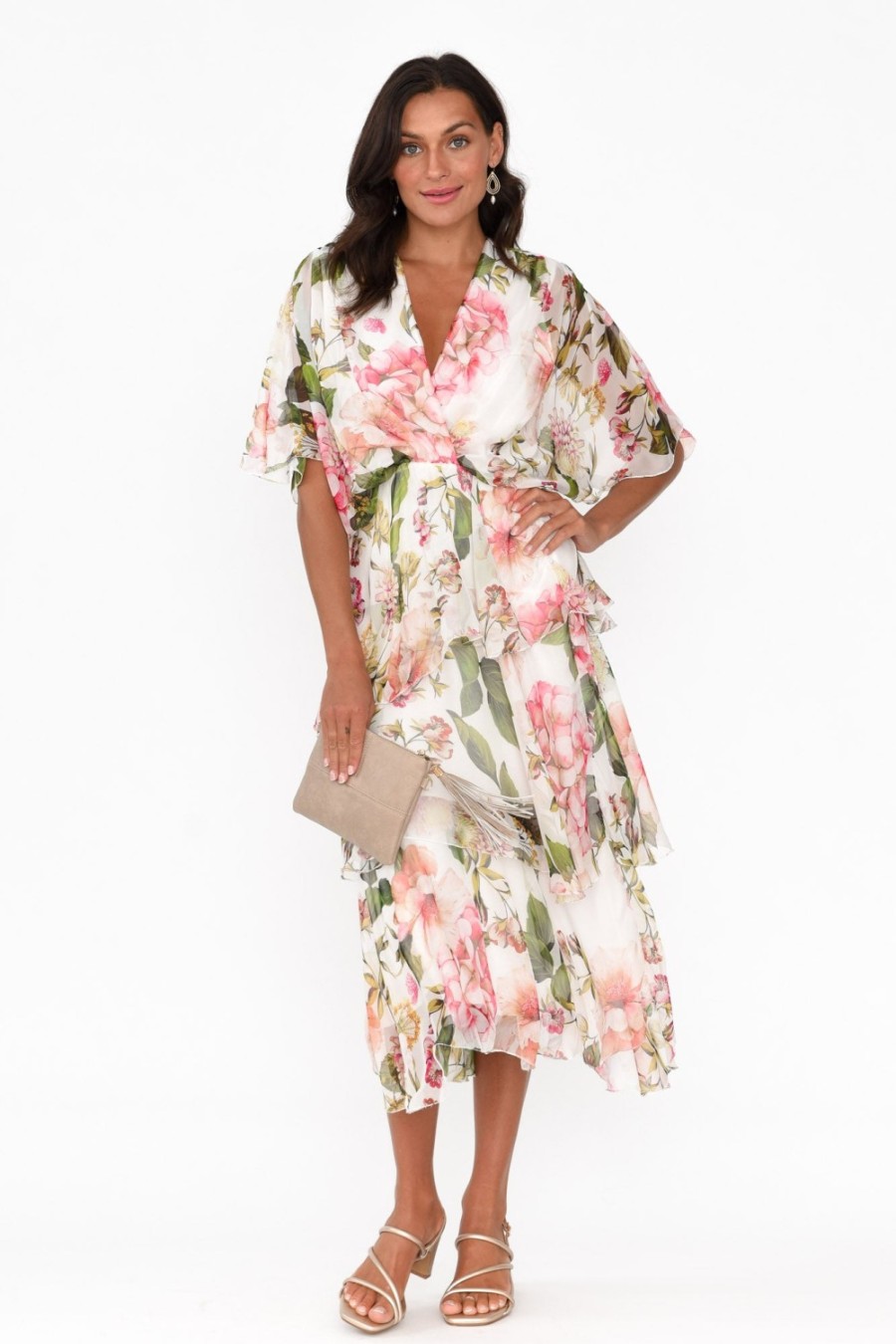 Clothing L'amore Midi Dresses | Zula Pink Blossom Layer Dress