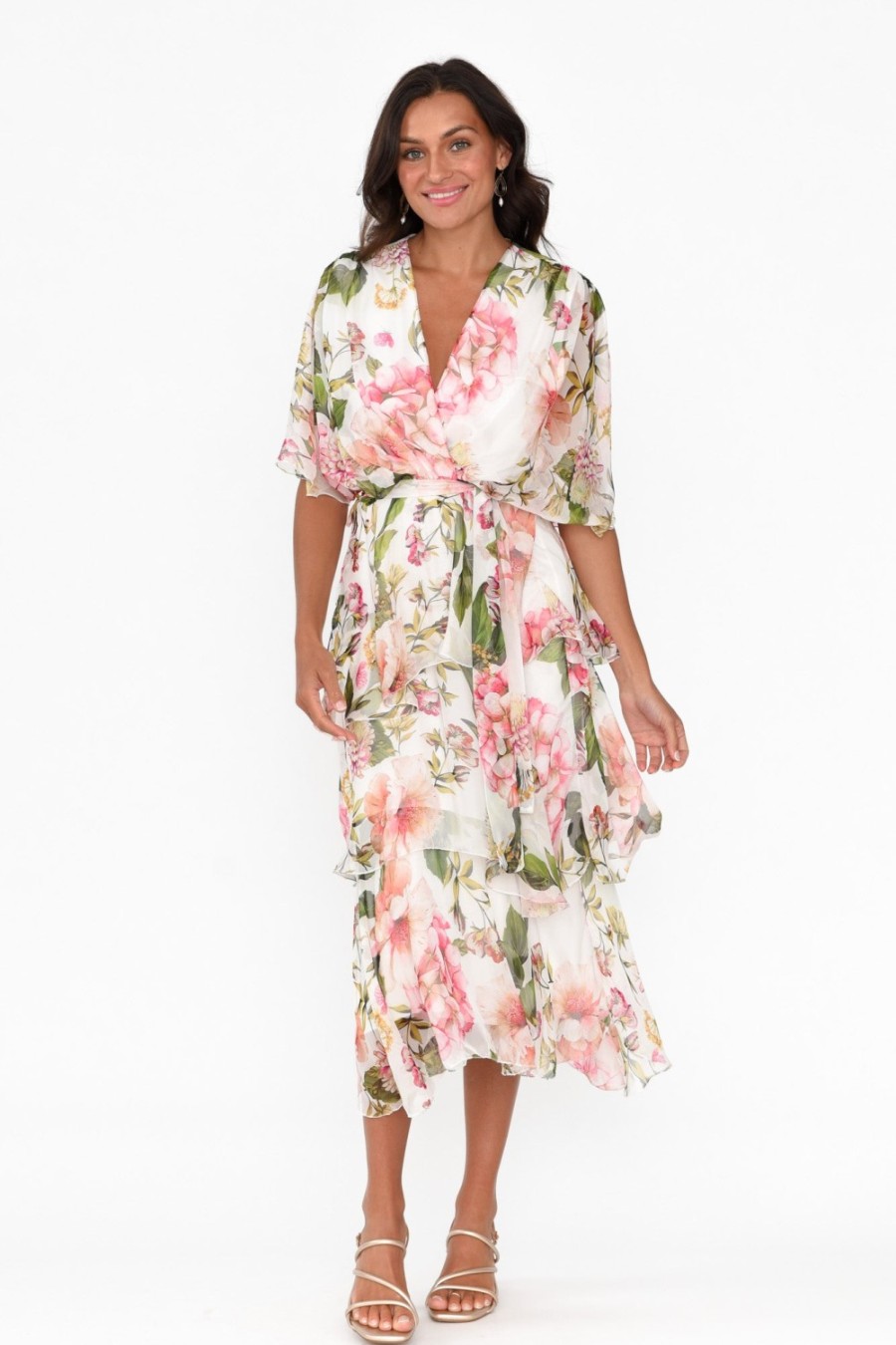 Clothing L'amore Midi Dresses | Zula Pink Blossom Layer Dress