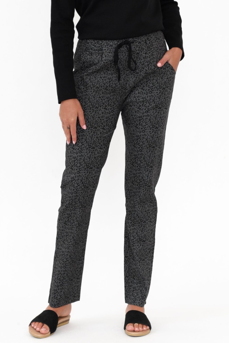 Clothing Cali and Co Pants | Kent Charcoal Leopard Pant