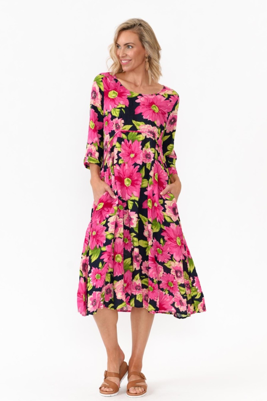 Clothing Willow Tree Midi Dresses | Eamon Navy Blossom Midi Dress