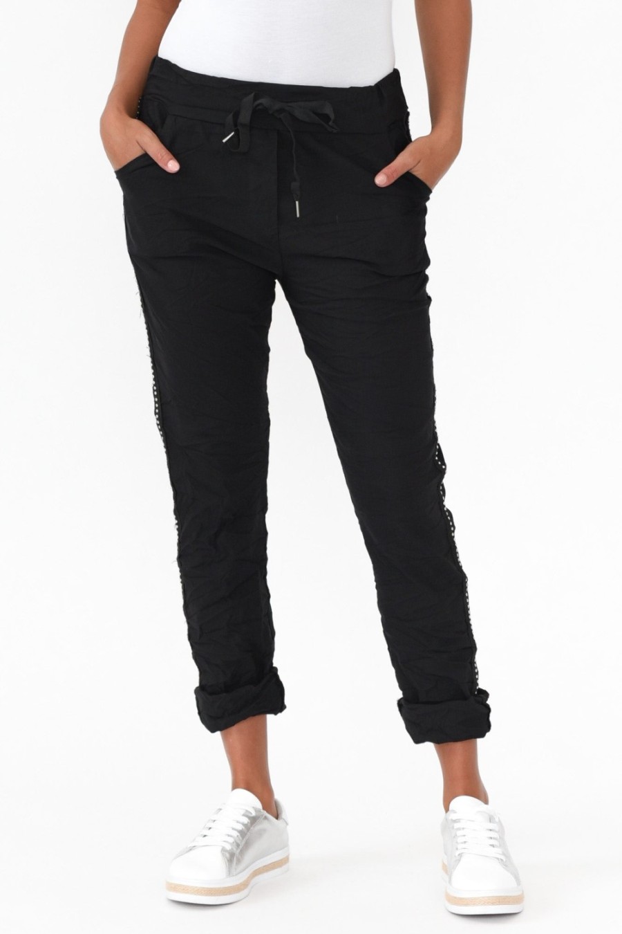 Clothing La Strada Pants | Noreen Black Drawstring Pants