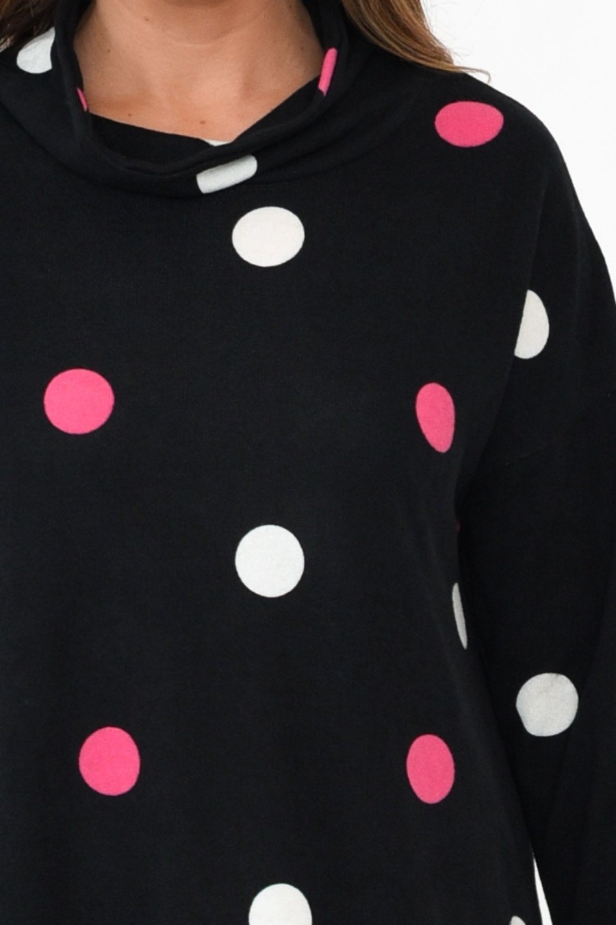 Clothing Wishstone Cotton Tops | Ryland Pink Spot Cotton Blend Knit Jumper