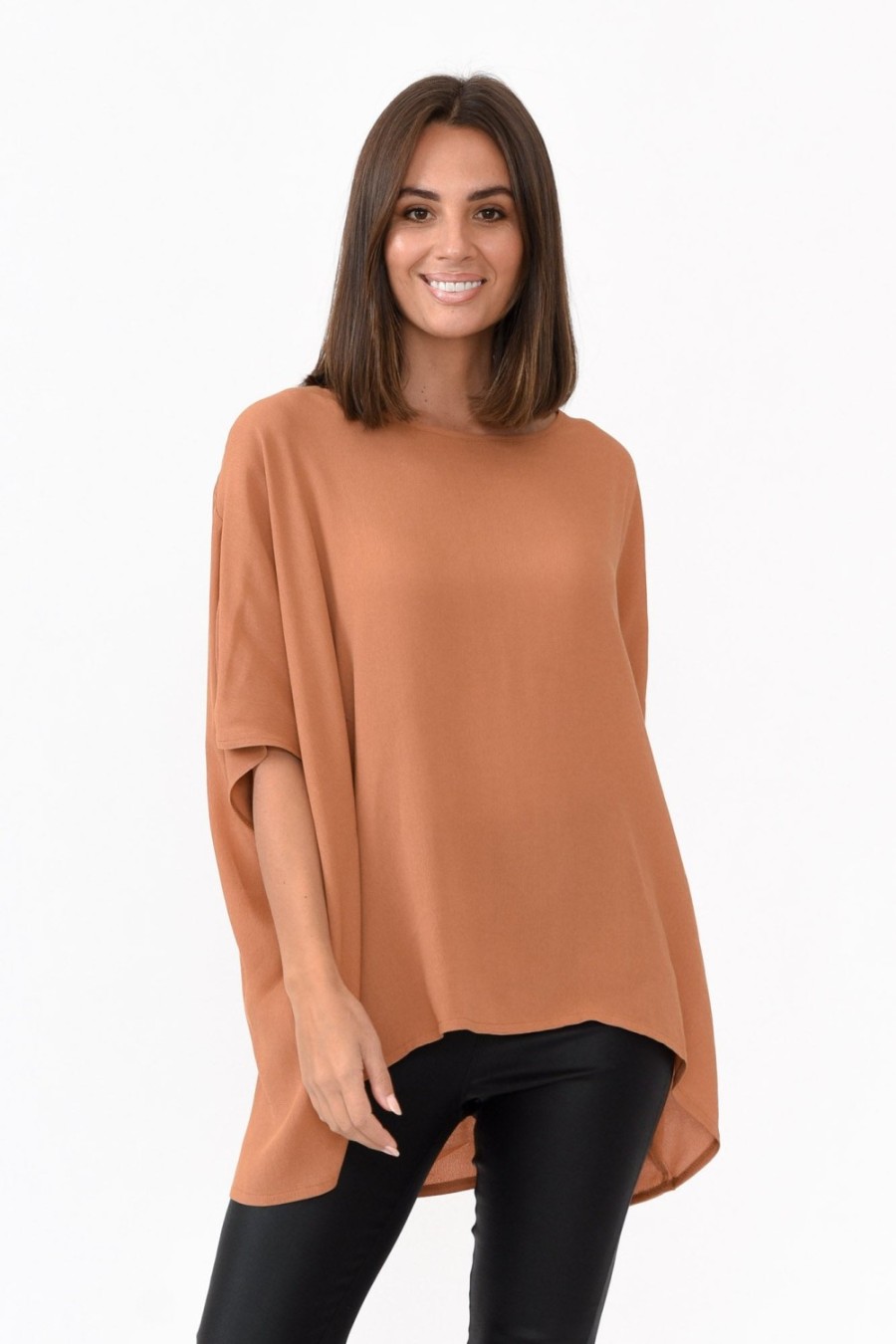 Clothing Slate the Label Sleeved Tops | Mali Tan Drape Top