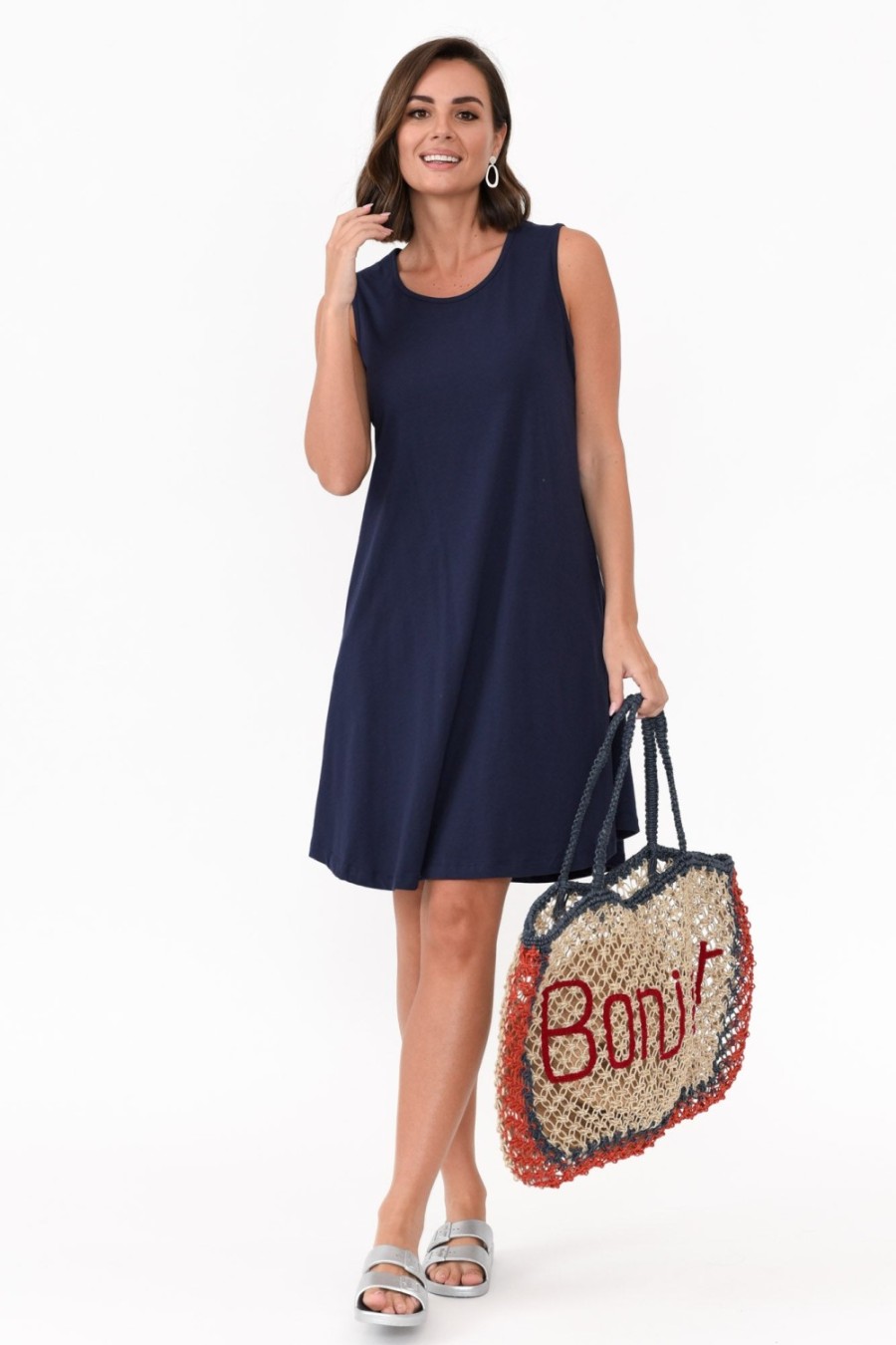 Clothing One Ten Willow Cotton Dresses | Roxanne Navy Swing Dress