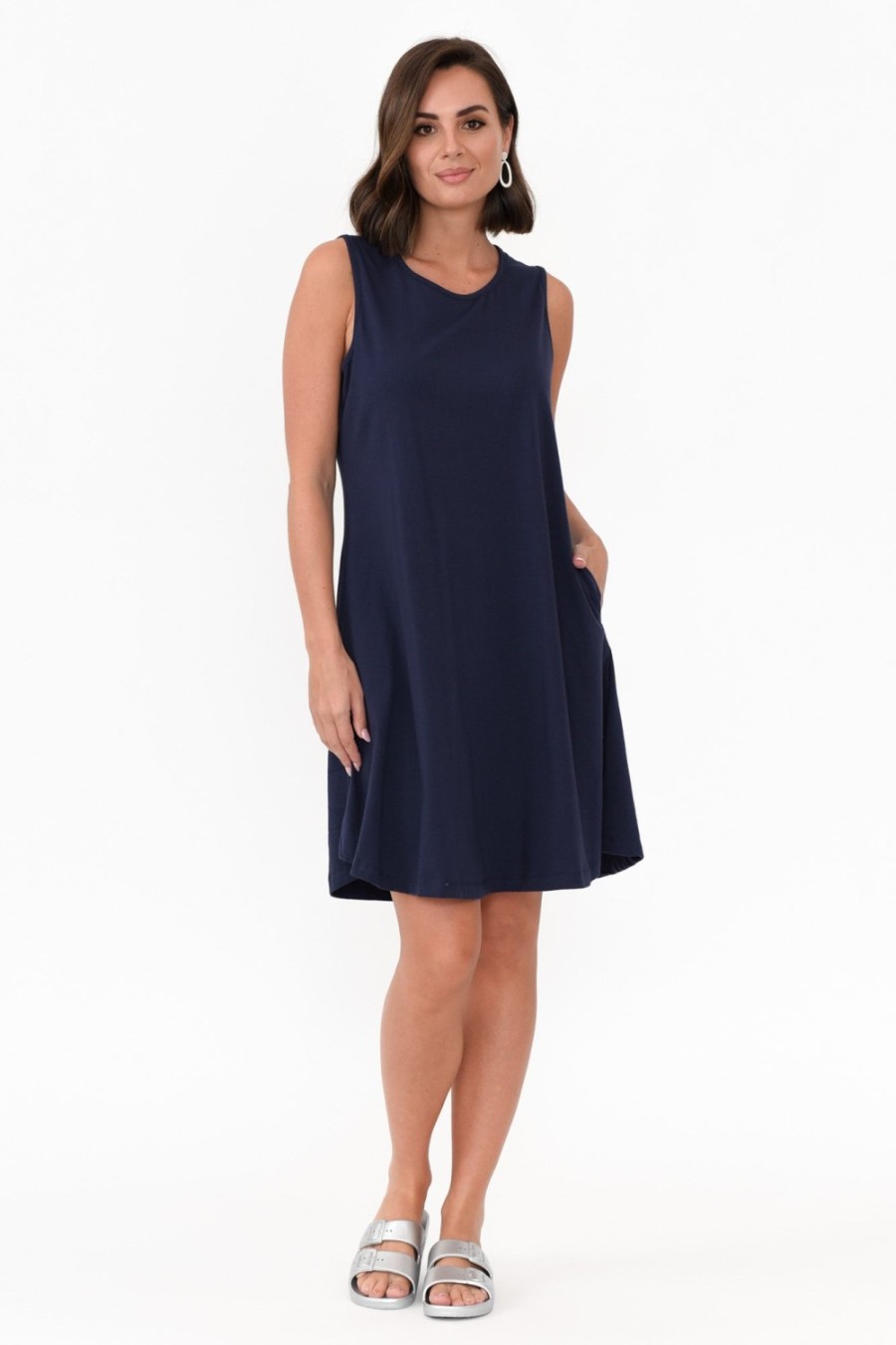 Clothing One Ten Willow Cotton Dresses | Roxanne Navy Swing Dress