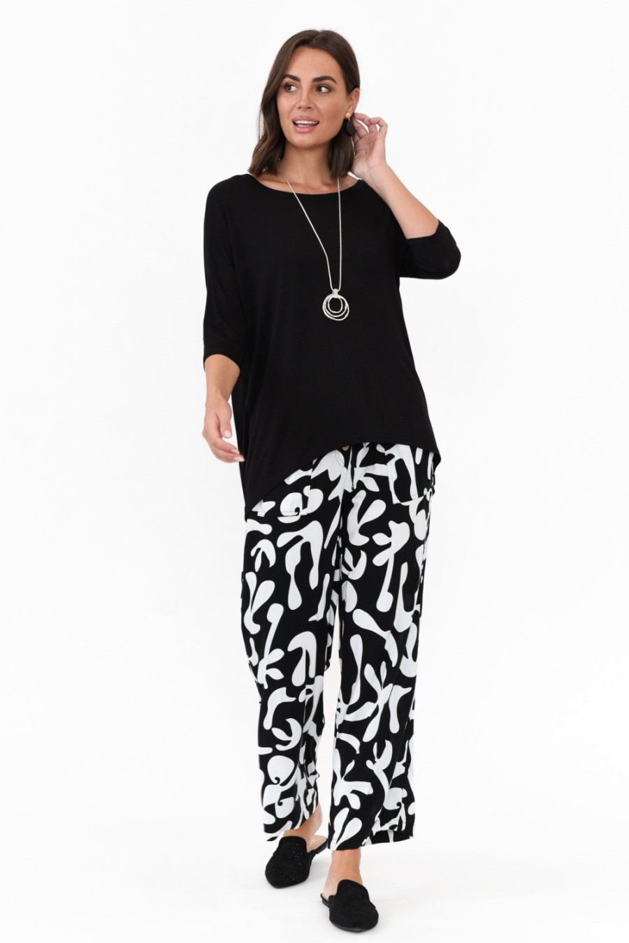 Clothing New U Collection Pants | Colton Black Abstract Drawstring Pant