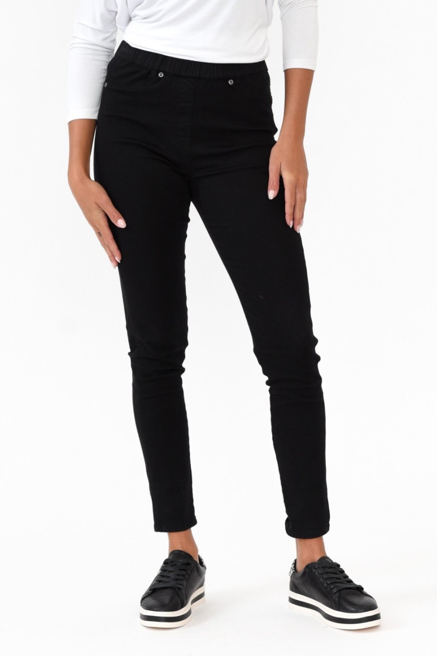 Clothing Cafe Latte Pants | Reed Black Stretch Cotton Pant