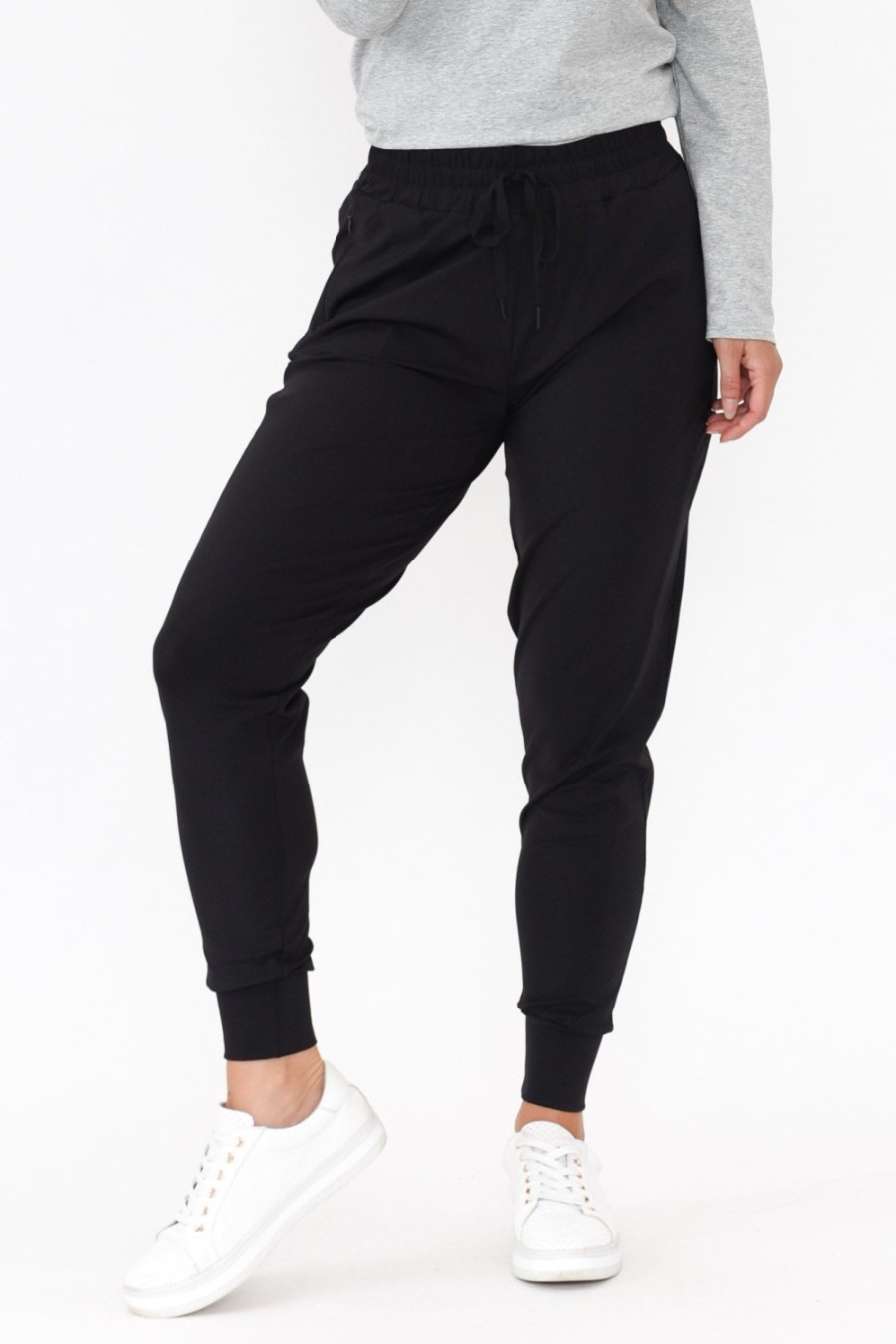 Clothing Betty Basics Pants | Collins Black Tie Waist Jogger Pant