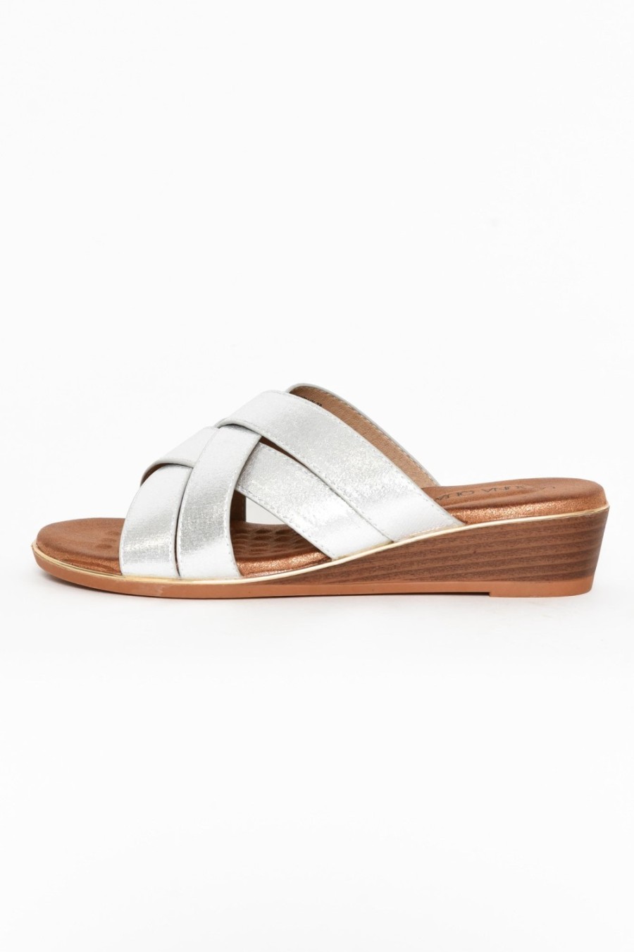 Shoes Laguna Quays Slides | Vanish Silver Cross Over Slide