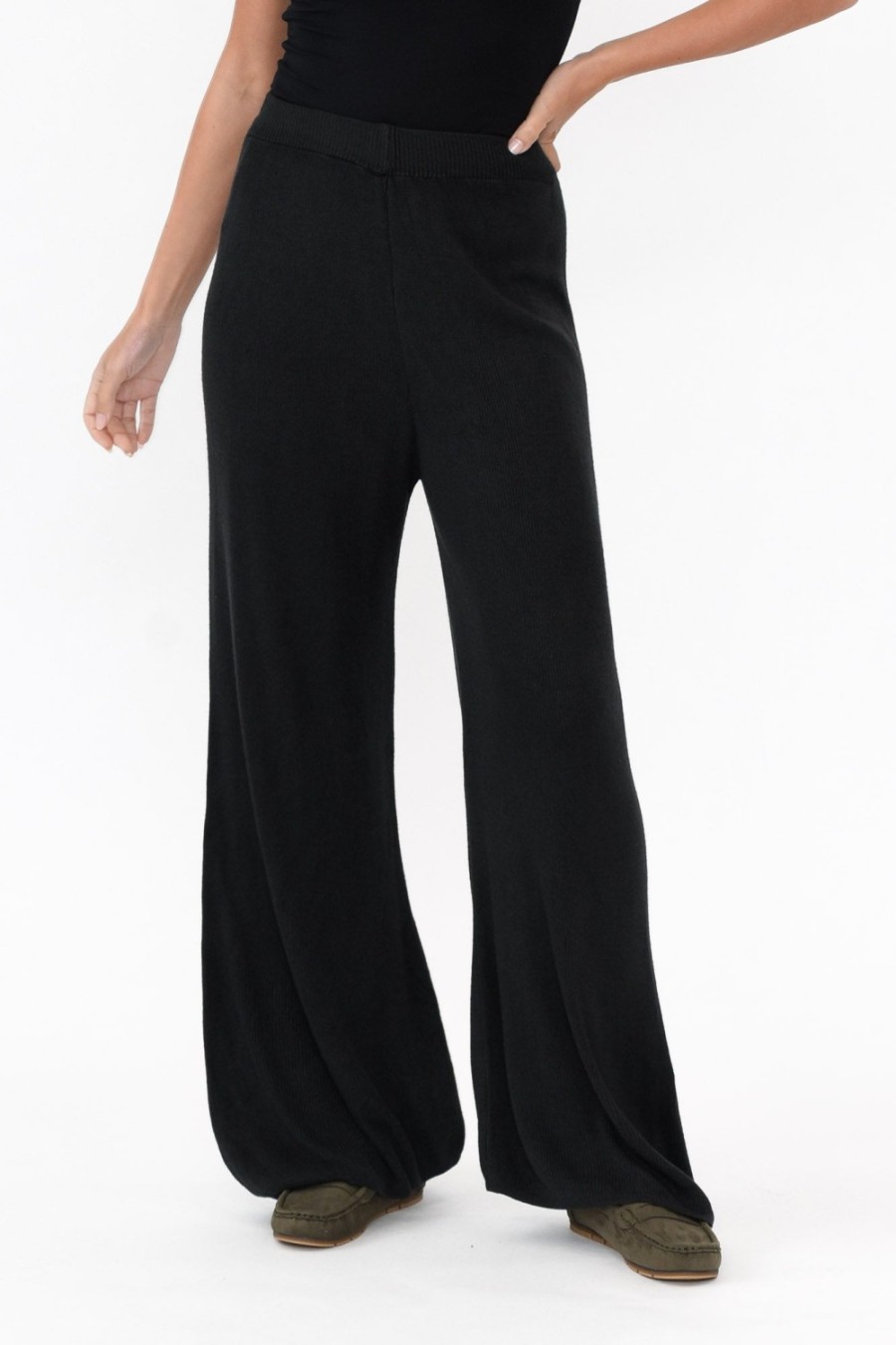 Clothing La Strada Pants | Connor Black Modal Blend Knit Pant