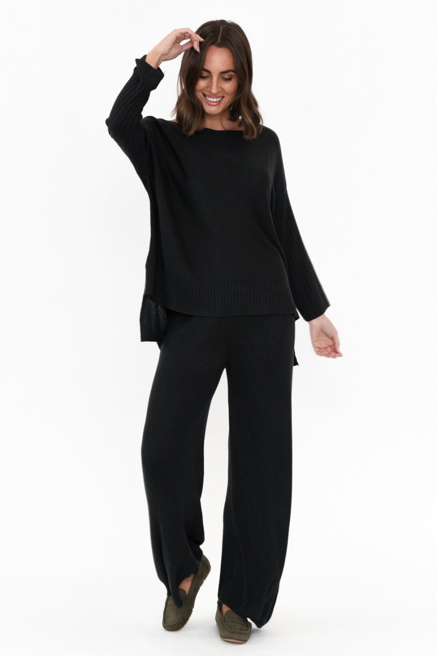 Clothing La Strada Pants | Connor Black Modal Blend Knit Pant