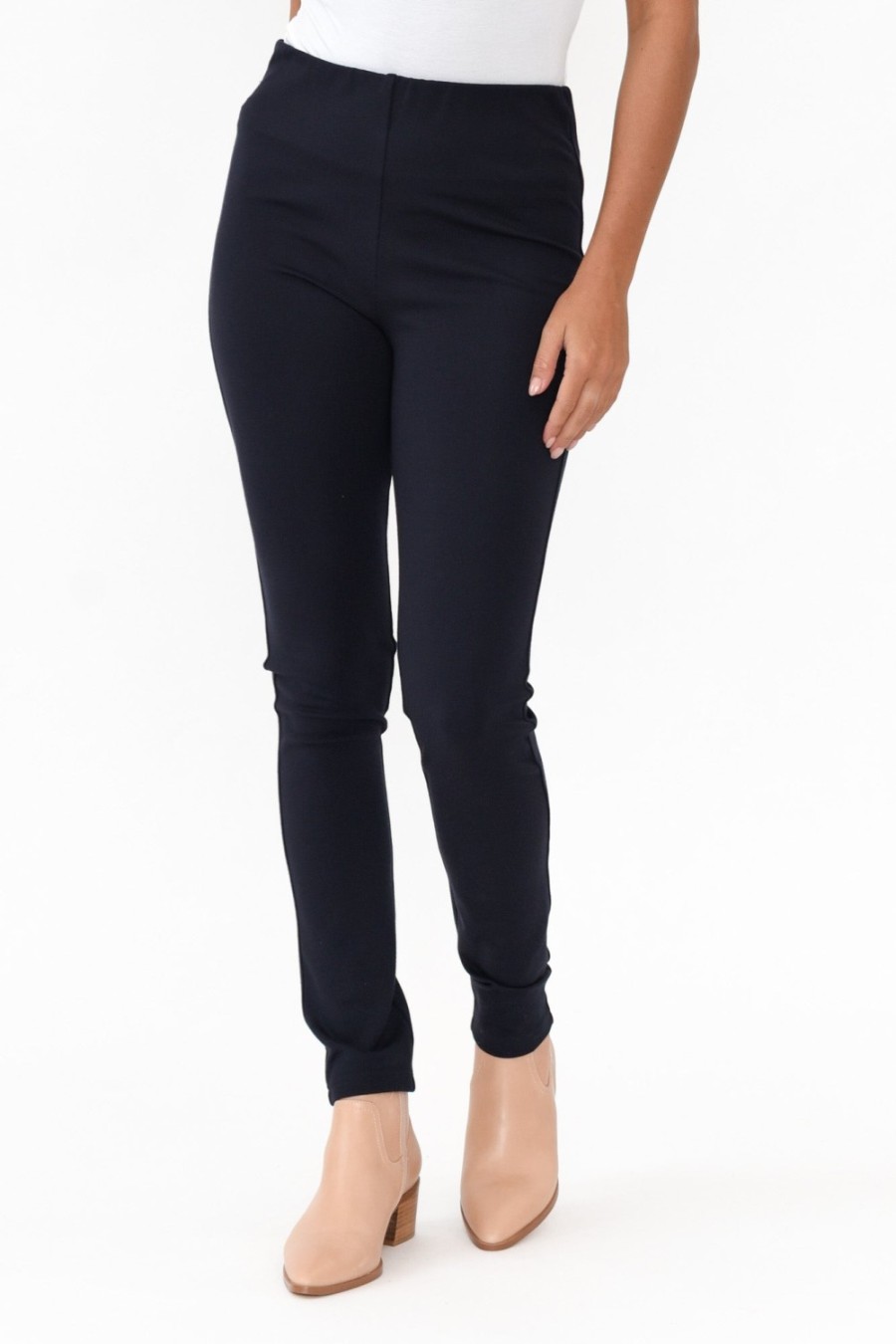 Clothing Tirelli Pants | Elsa Navy Winter Ponte Pant