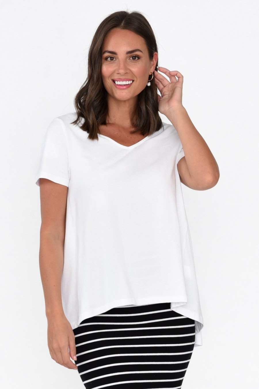 Clothing One Ten Willow Cotton Tops | Montreal White Cotton Tee