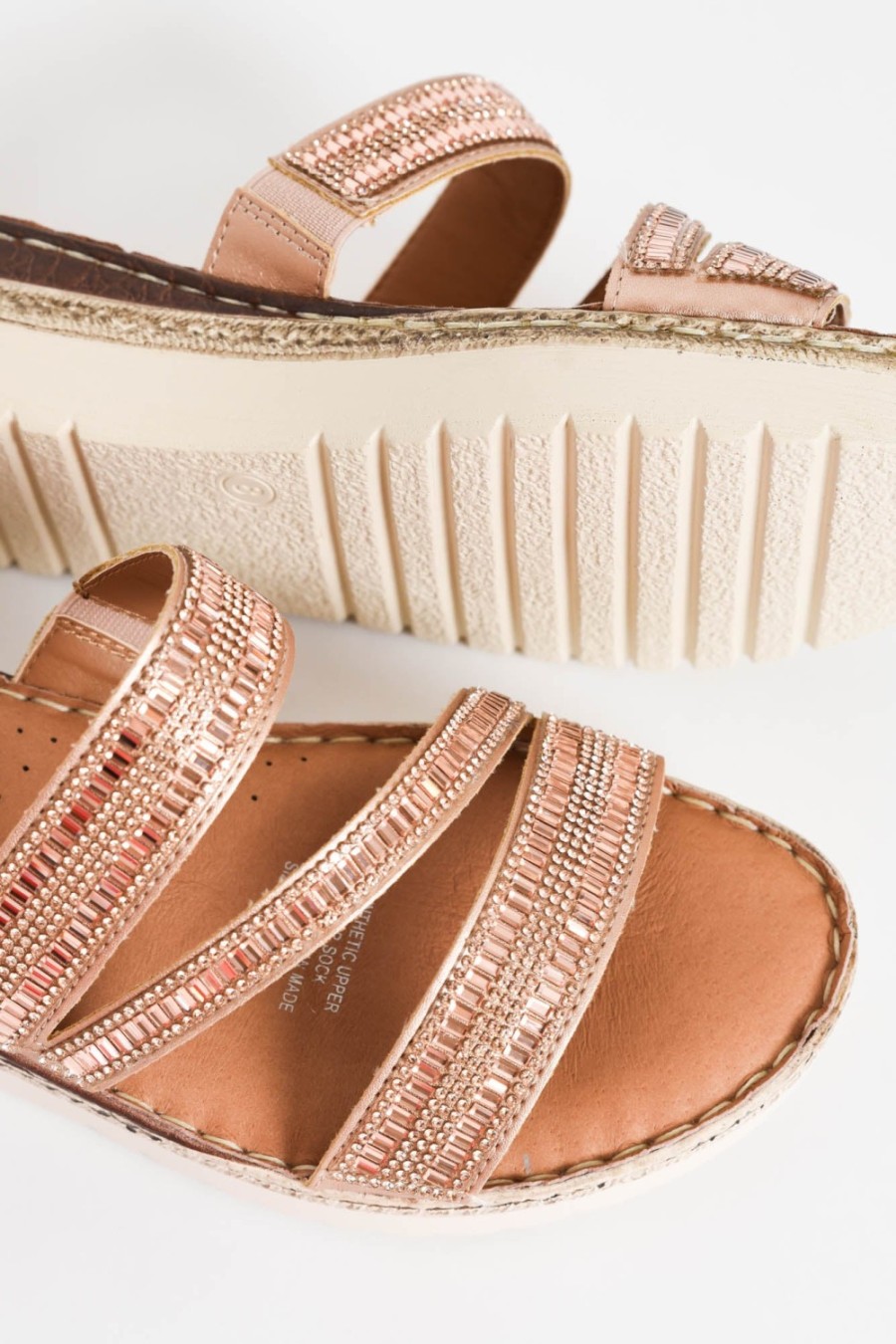 Shoes Bay Lane Slides | Carnival Rose Gold Platform Slide