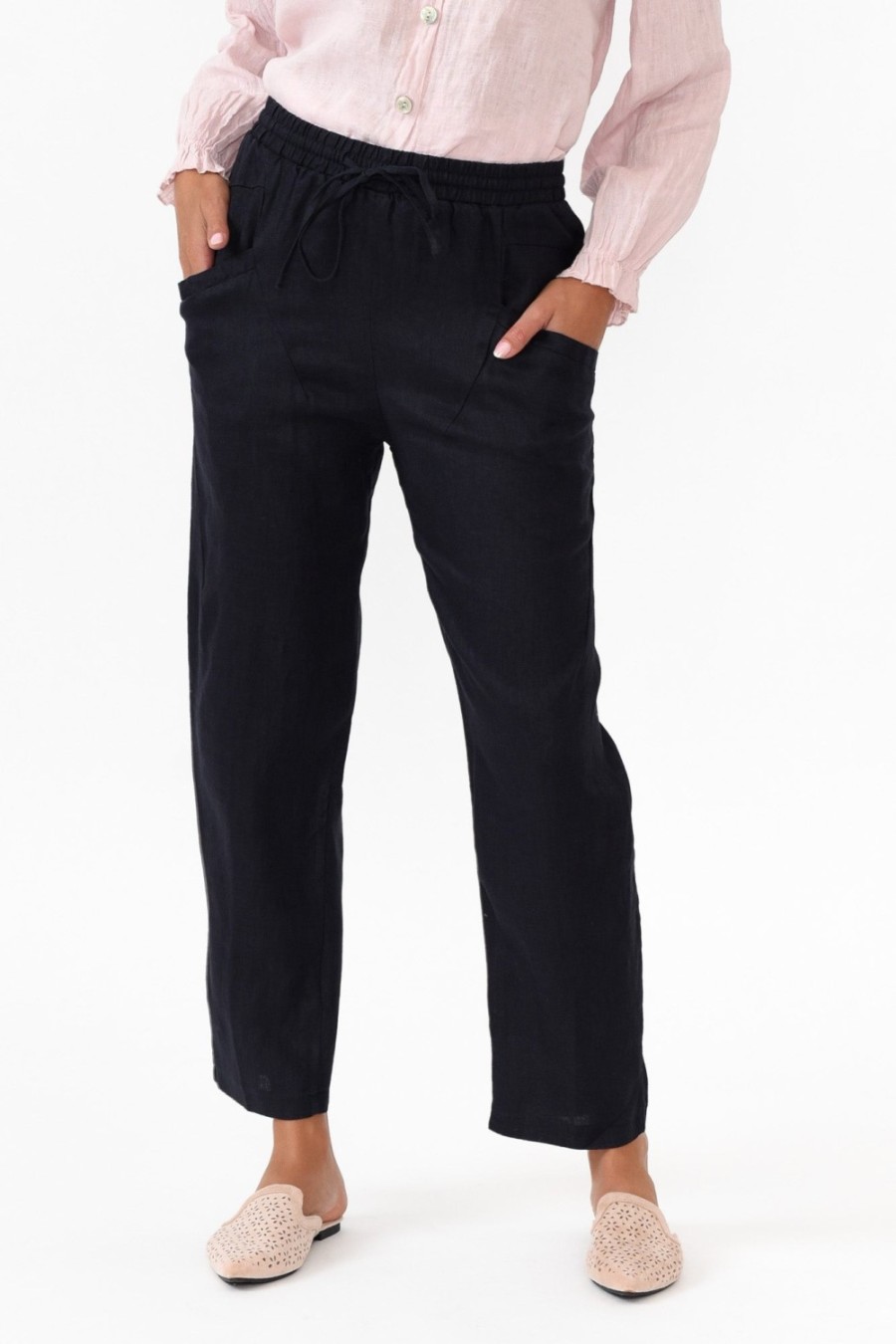 Clothing Silver Wishes Pants | Hardy Navy Linen Drawstring Pant