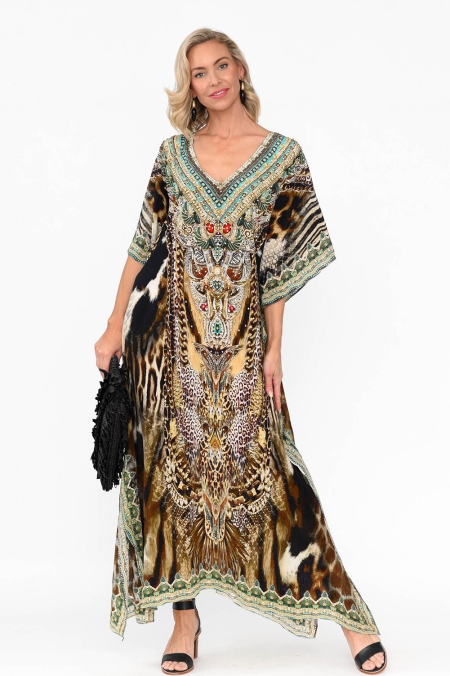 Clothing Fashion Spectrum Maxi Dresses | Tiger Brown Silk Maxi Kaftan