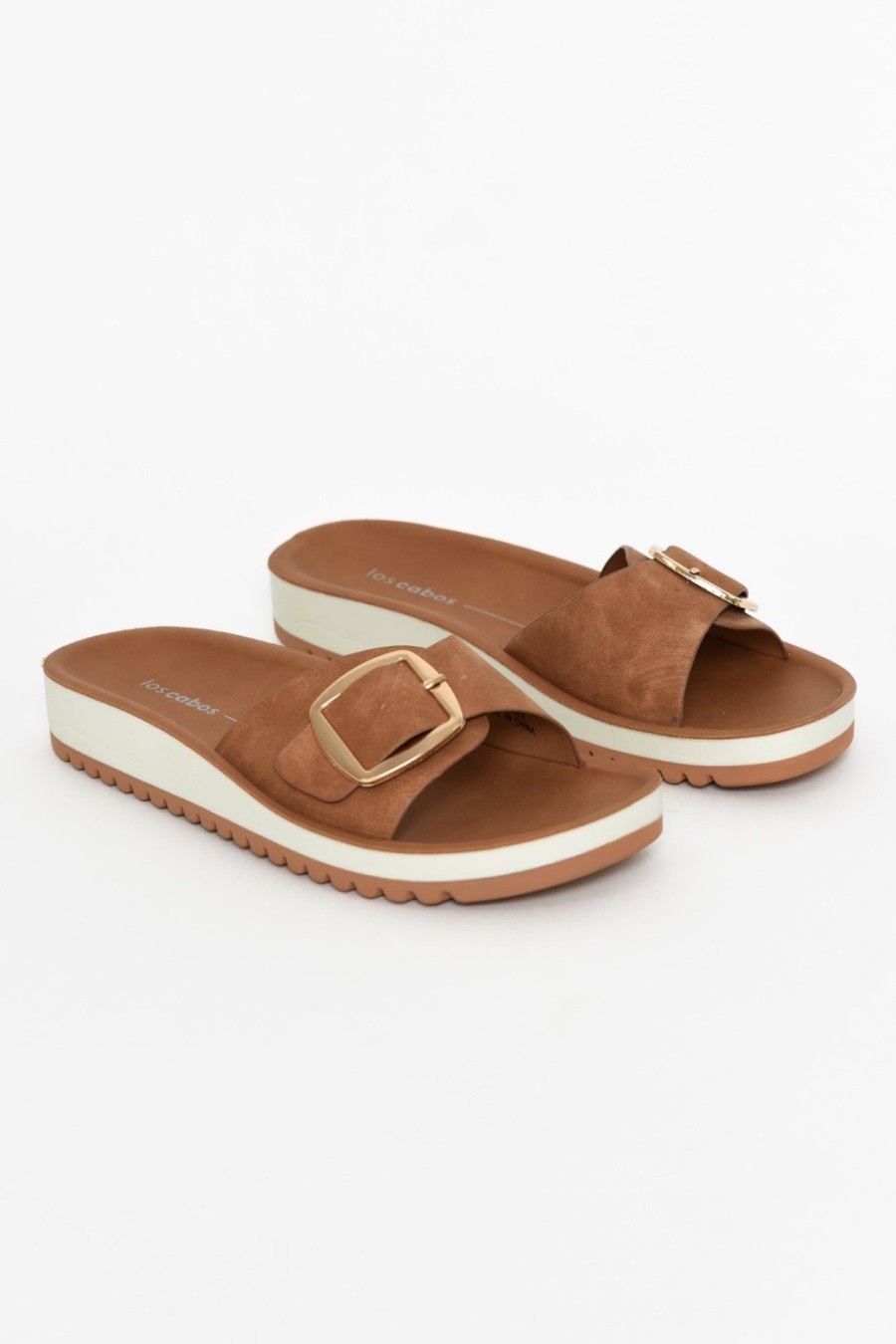 Shoes Los Cabos Slides | Naja Tan Buckle Slide