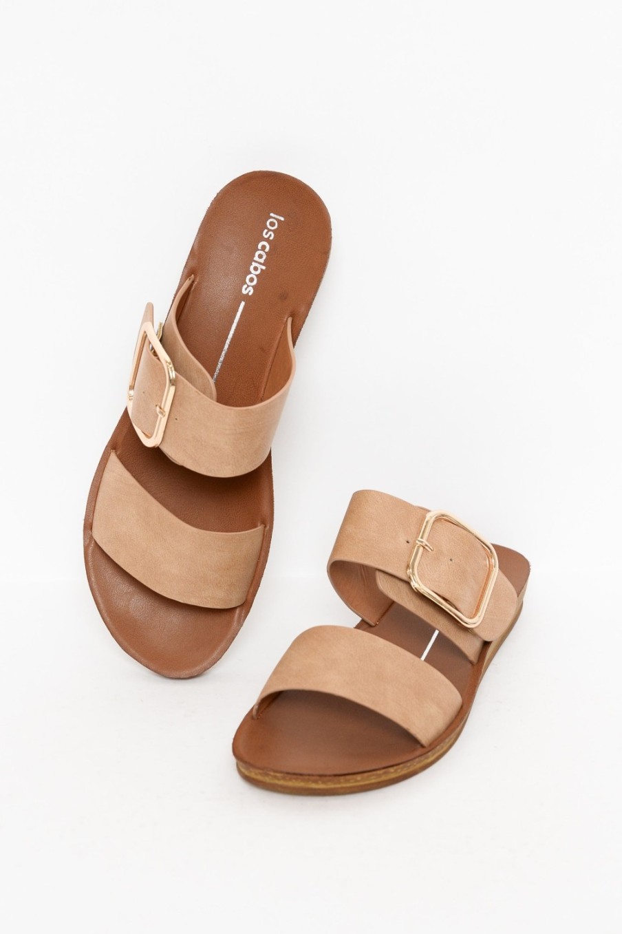 Shoes Los Cabos Slides | Doti Camel Buckle Slide