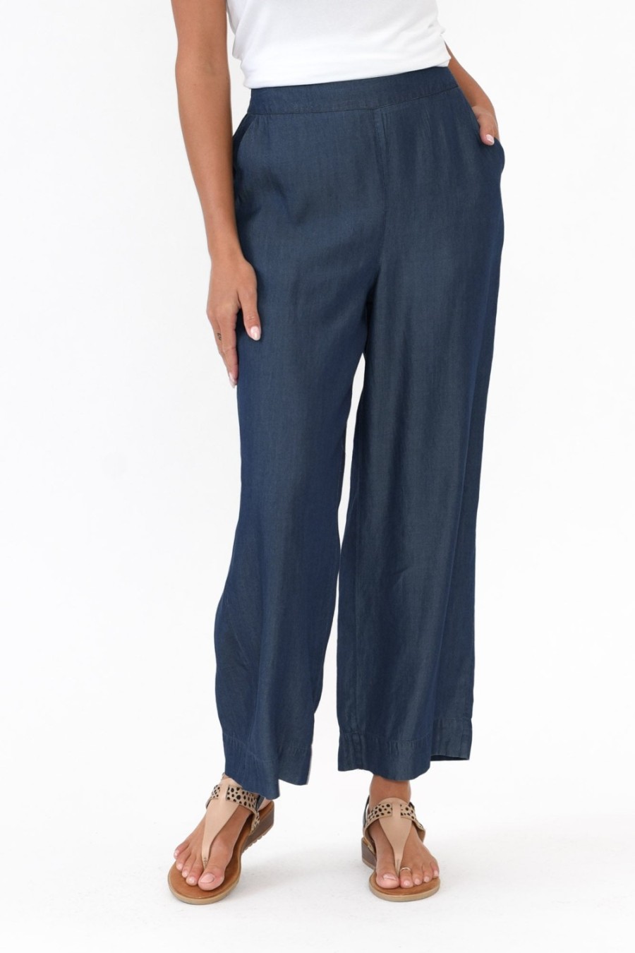 Clothing Betty Basics Pants | Emily Deep Blue Wide Leg Pant