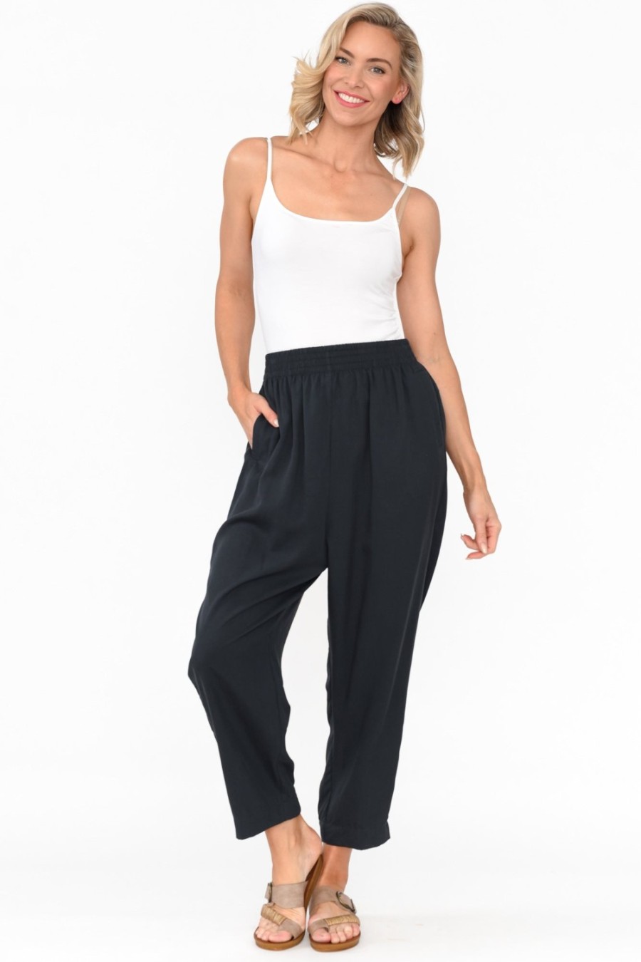 Clothing Tirelli Pants | Kanni Navy Lyocell Jogger Pant