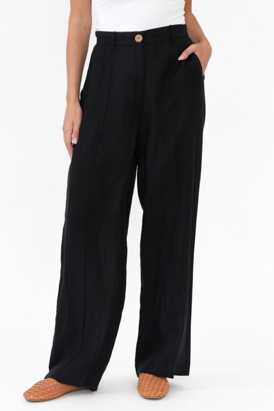 Clothing Eadie Lifestyle Pants | Barton Black Linen Pant