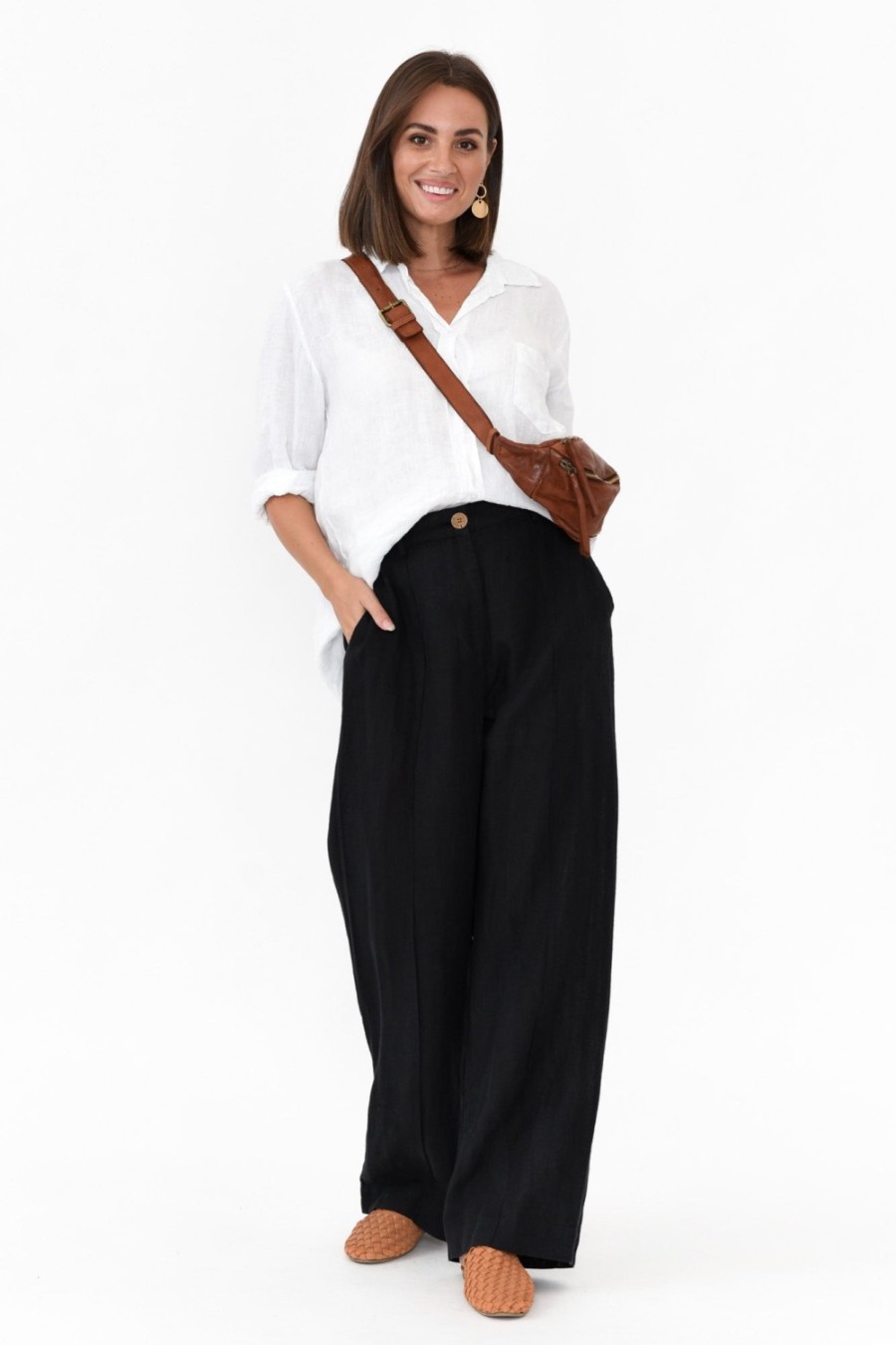 Clothing Eadie Lifestyle Pants | Barton Black Linen Pant