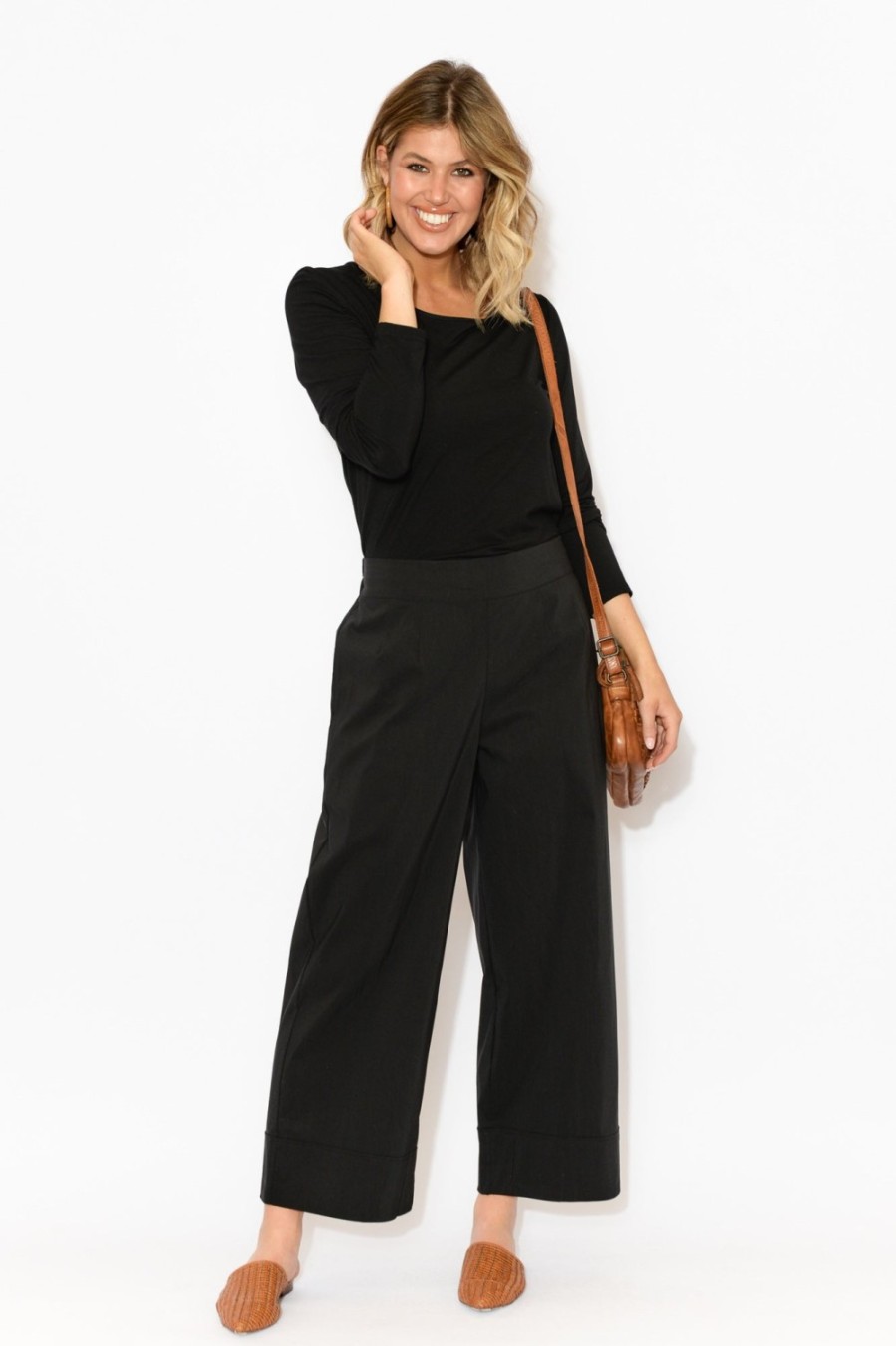 Clothing Tirelli Pants | Shannon Black Wide Leg Pant