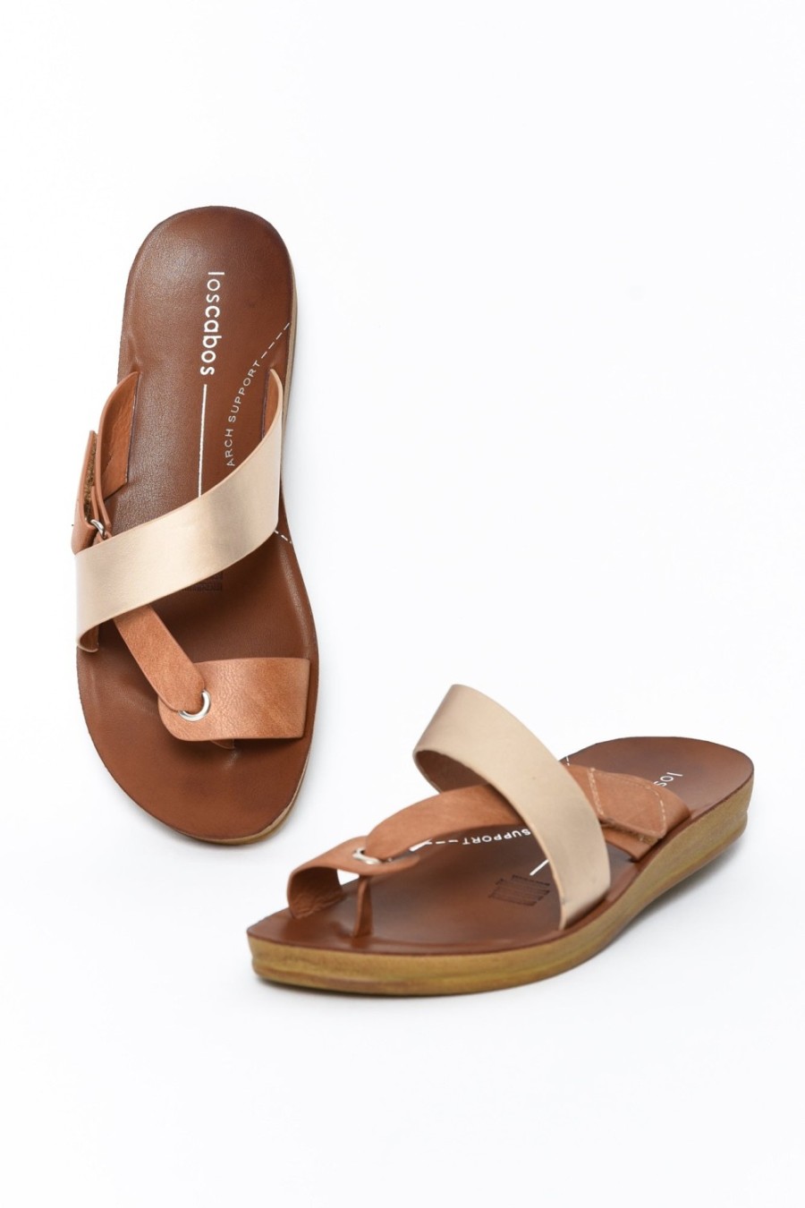 Shoes Los Cabos Slides | Bry Gold Tan Multi Strap Slide