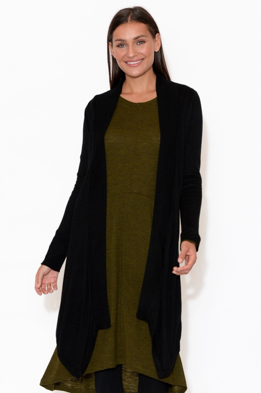 Clothing Lou Lou Knitwear | Lauper Black Cashmere Bamboo Cardigan