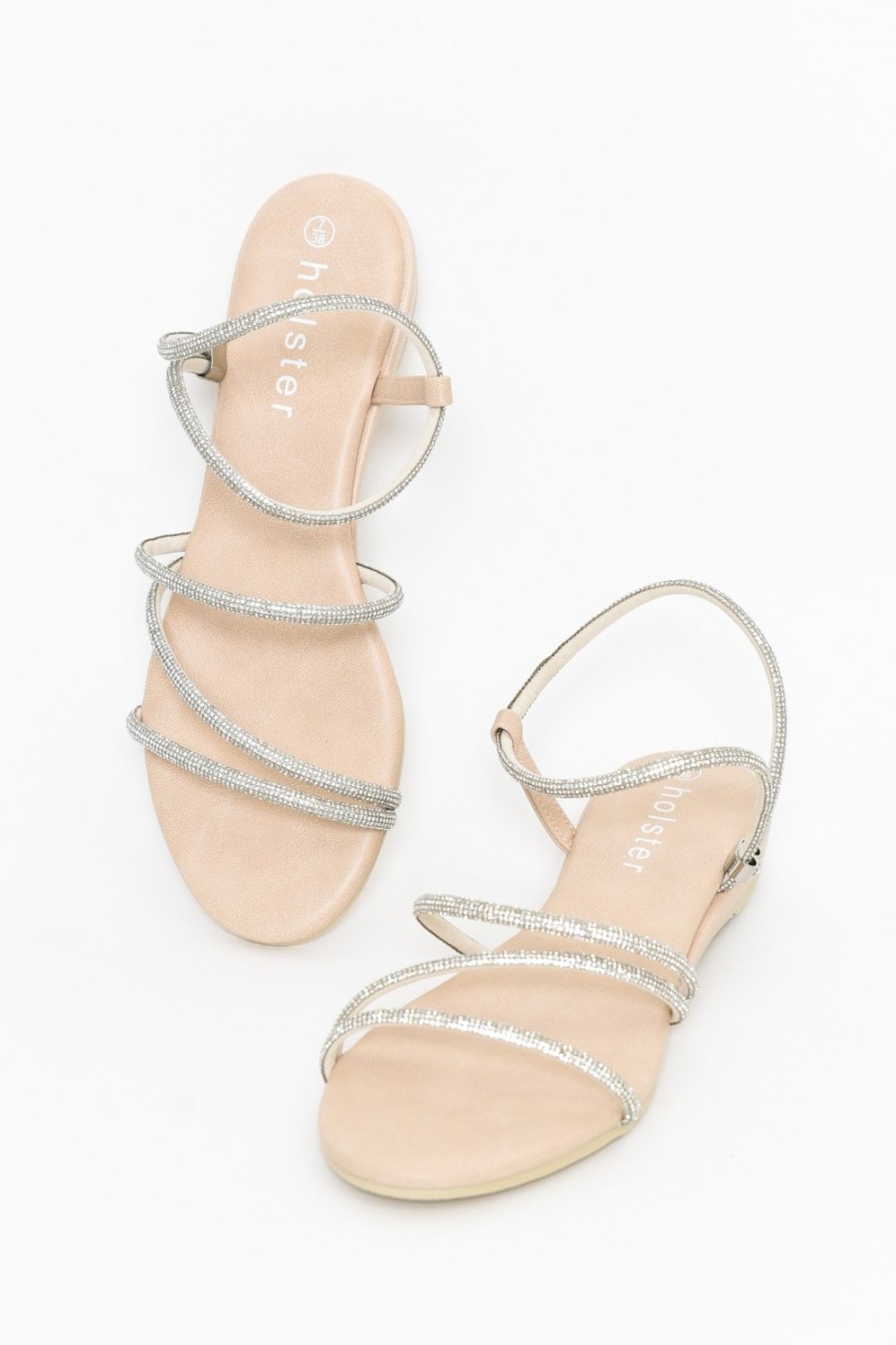 Shoes Holster Flat Sandals | Viva Silver Diamante Sandal