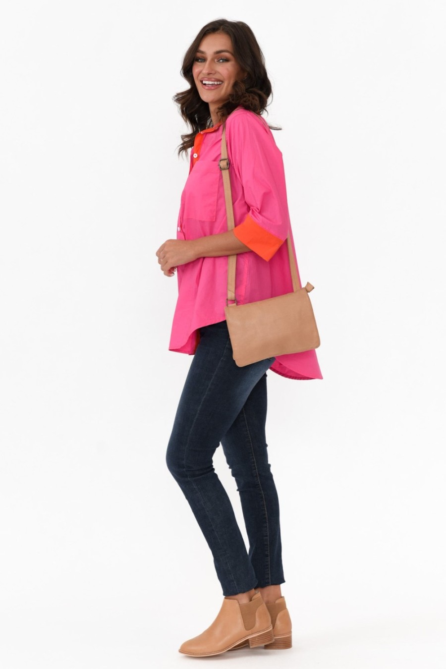 Clothing Soul Sparrow Cotton Tops | Kingsley Hot Pink Cotton Shirt