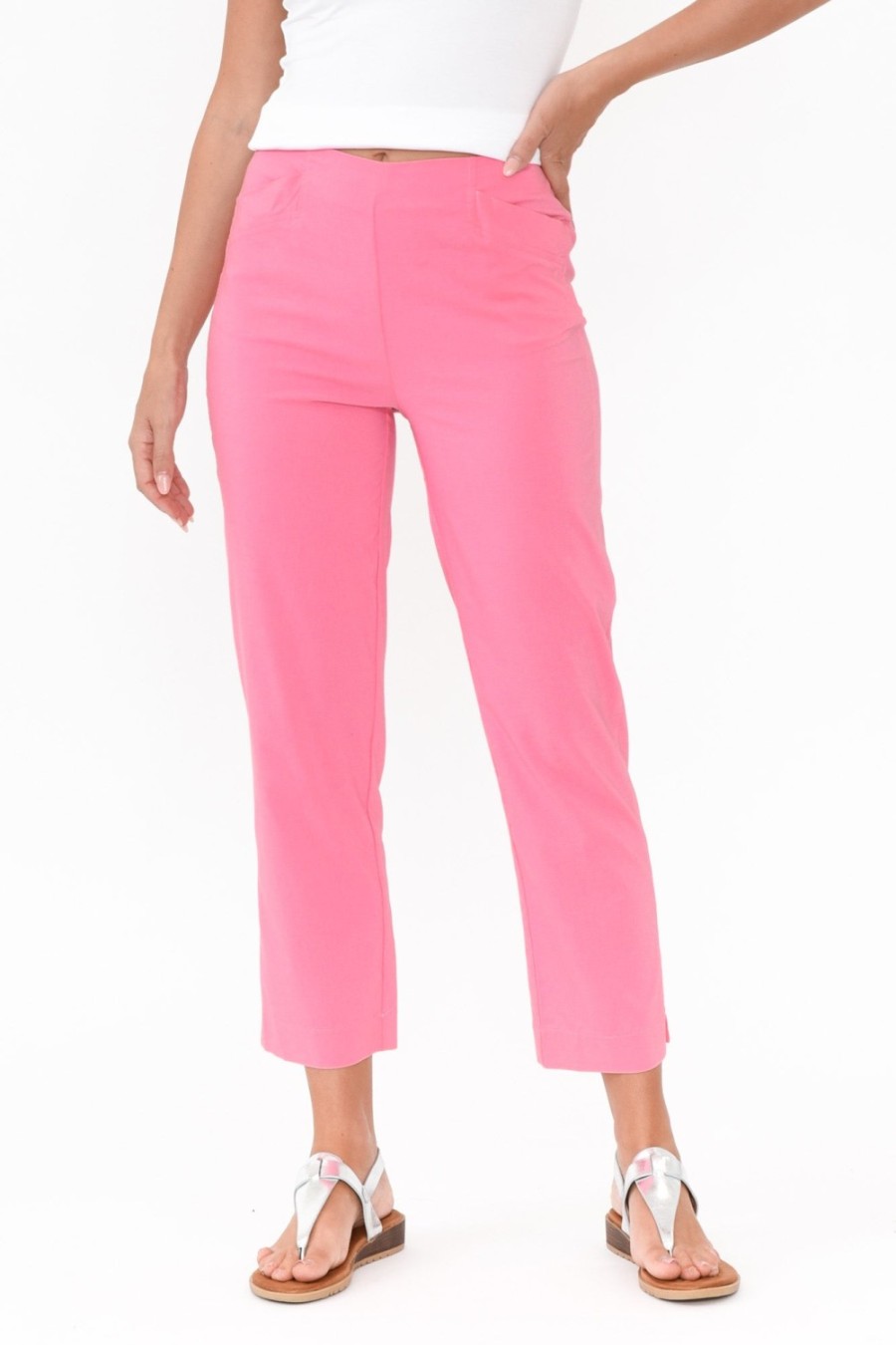 Clothing Threadz Pants | Candice Pink Straight Leg Stretch Pant