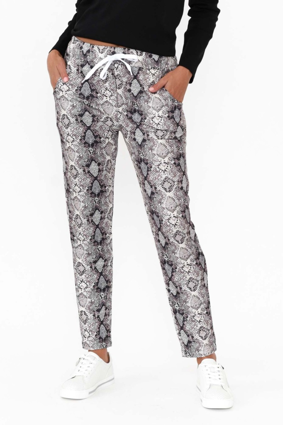 Clothing Hourglass Pants | Rowan Grey Snakeskin Tie Pant