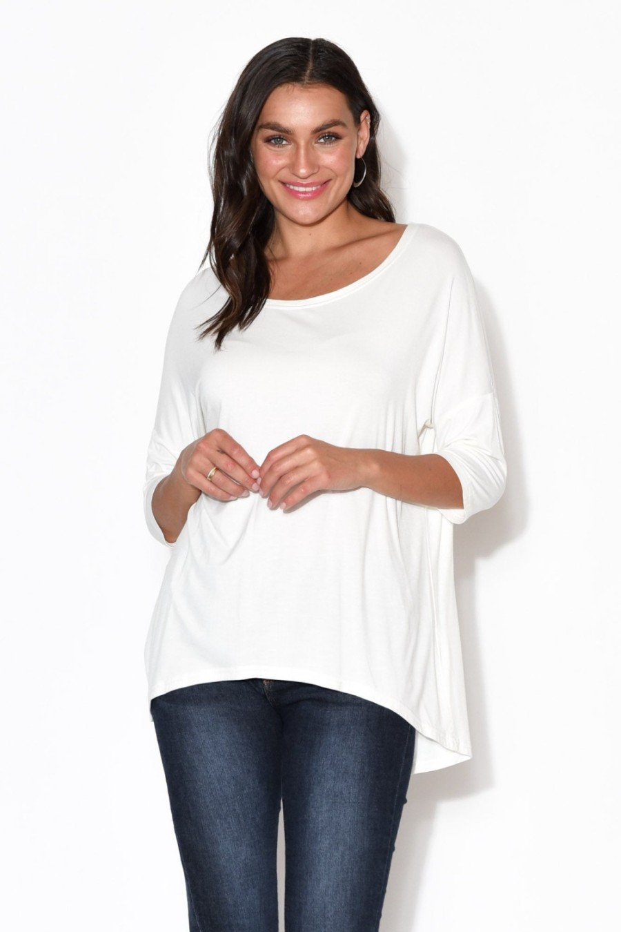 Clothing Bamboo Villa Sleeved Tops | Blake Off White Bamboo Top