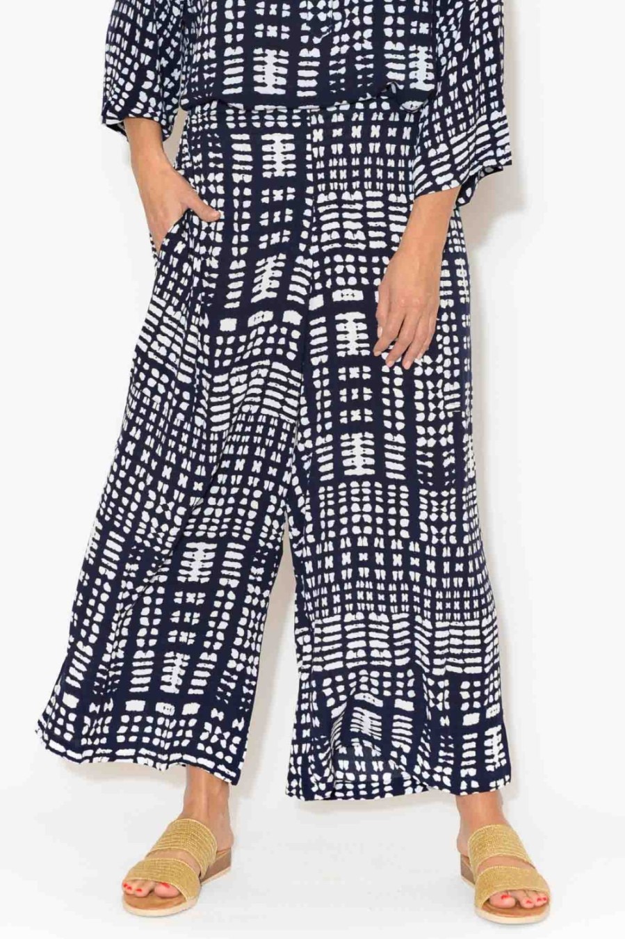 Clothing Portobello Pants | Jolene Navy Abstract Print Crinkle Pant